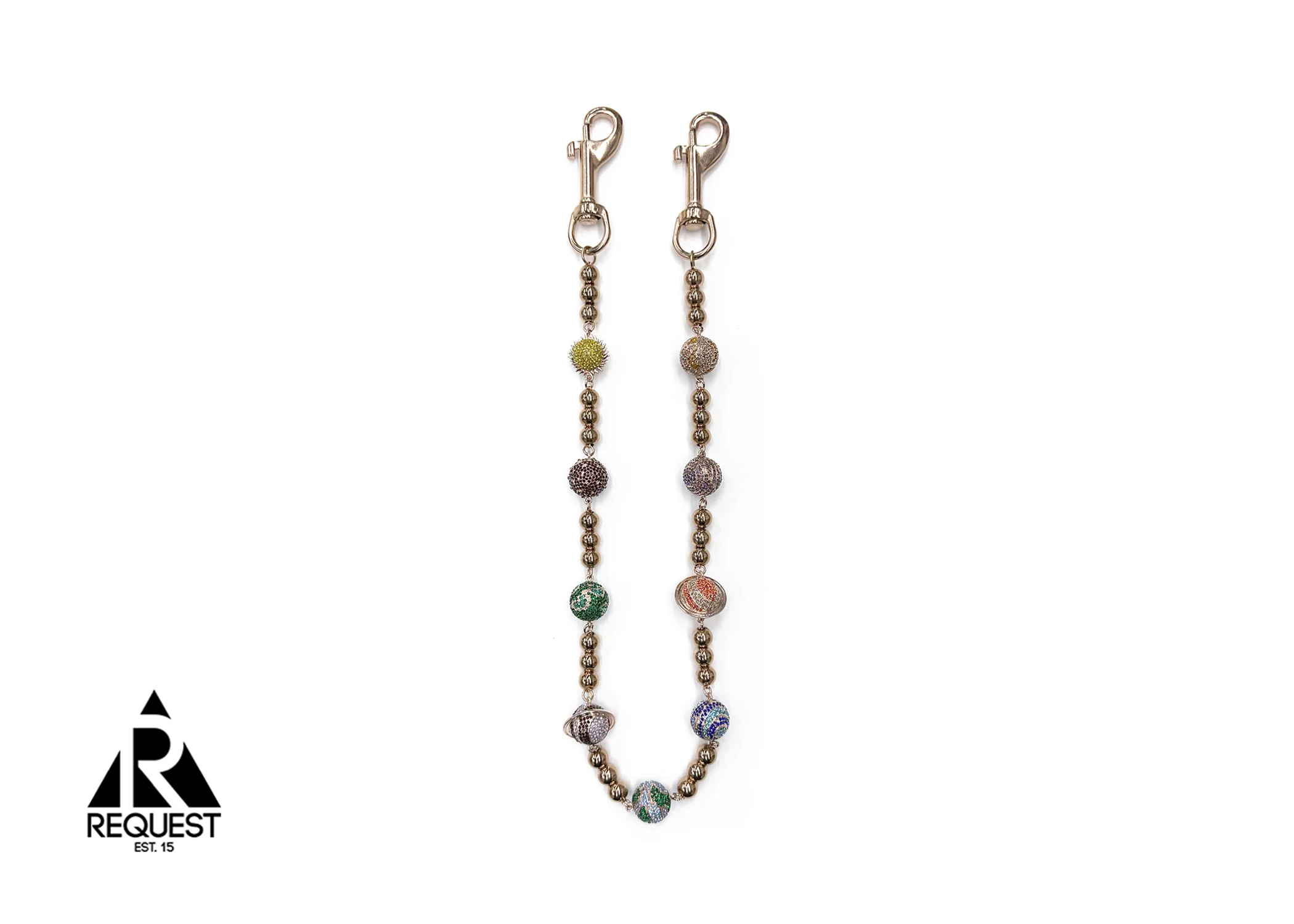 Rose Gold Multicolor Solar System Wallet Chain - Large Planets