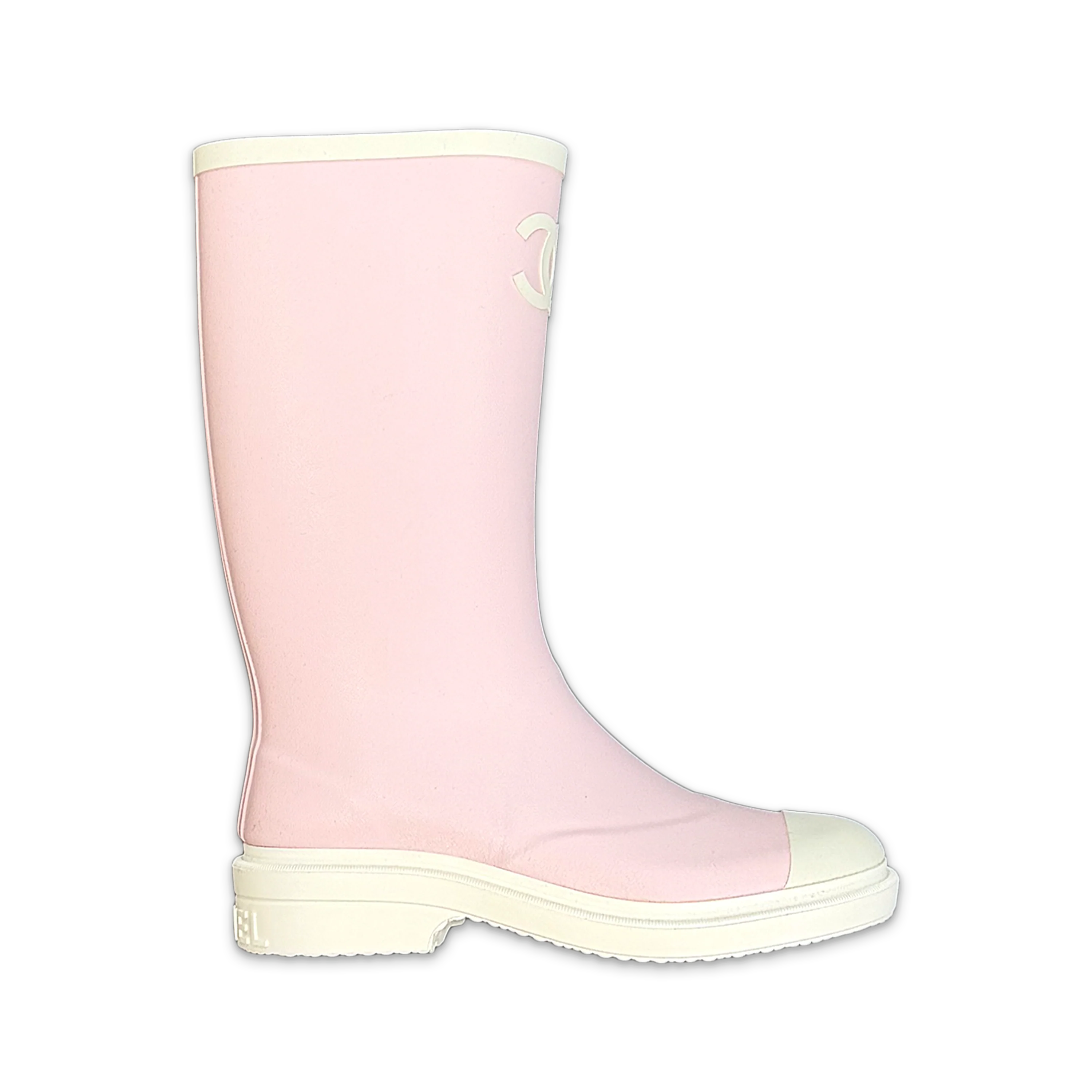 Rubber Rain Boots "Pink White"