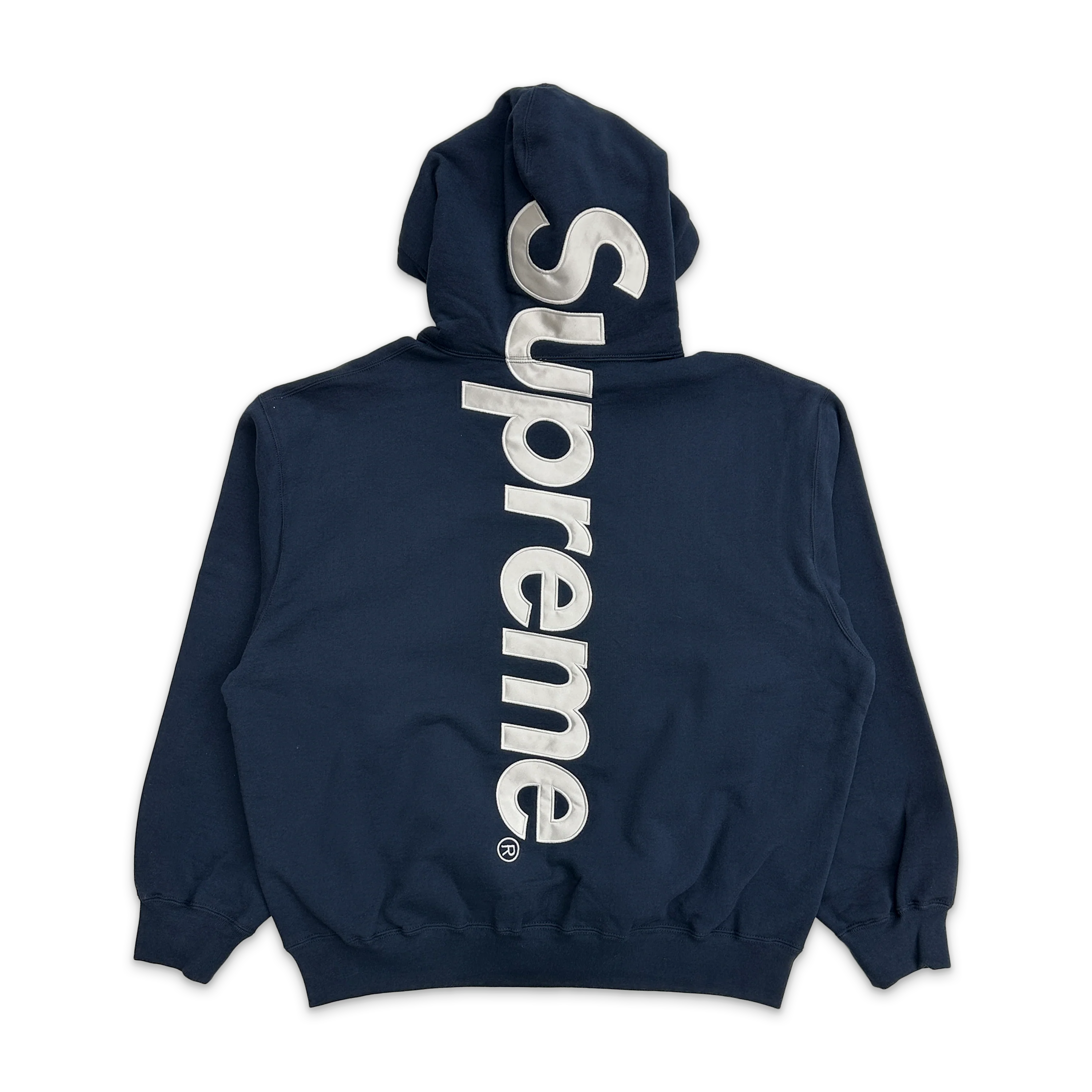 Satin Appliqué Hooded Sweatshirt SS26 “Navy" - Image 2