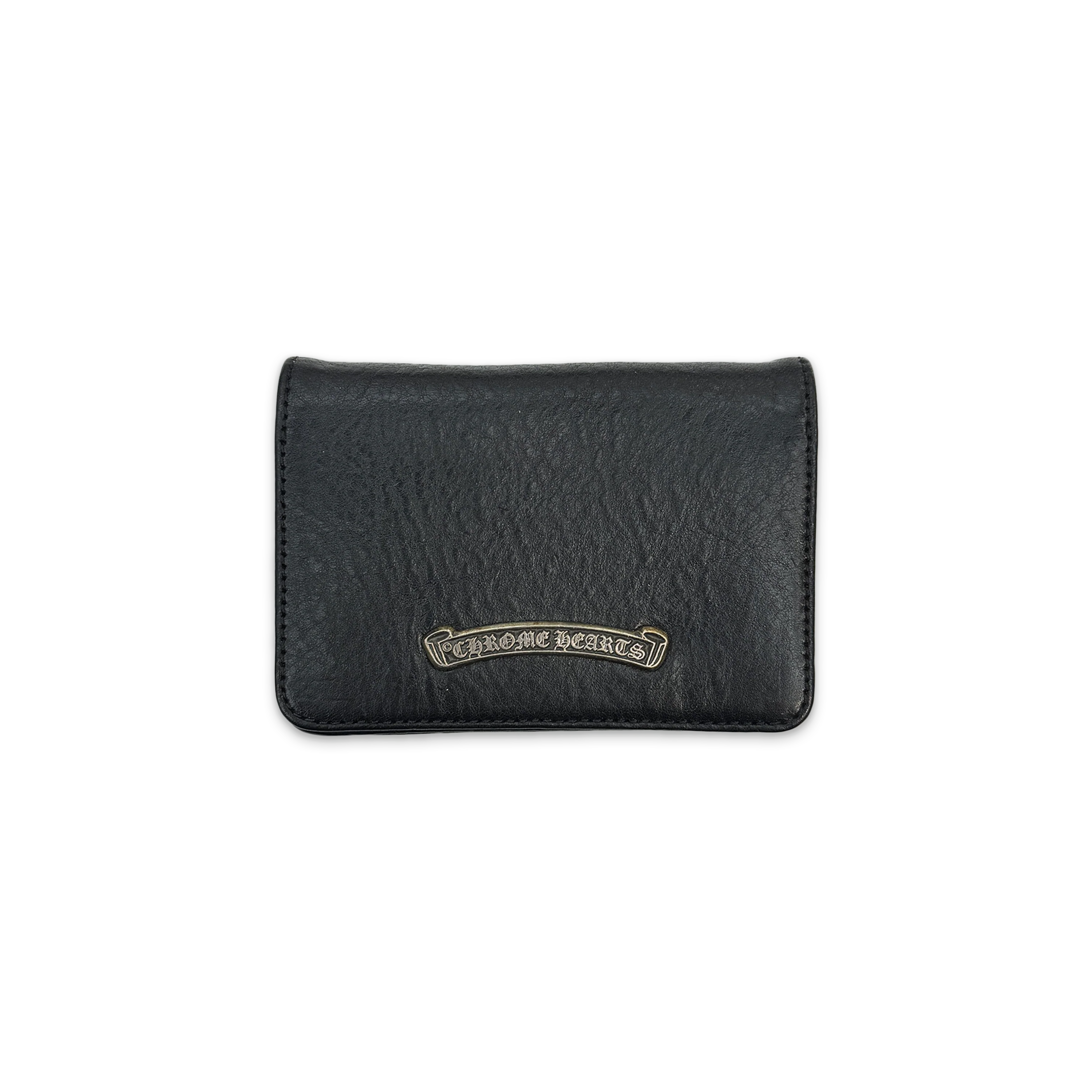 Scroll Bifold Leather Card Case Wallet "Black"