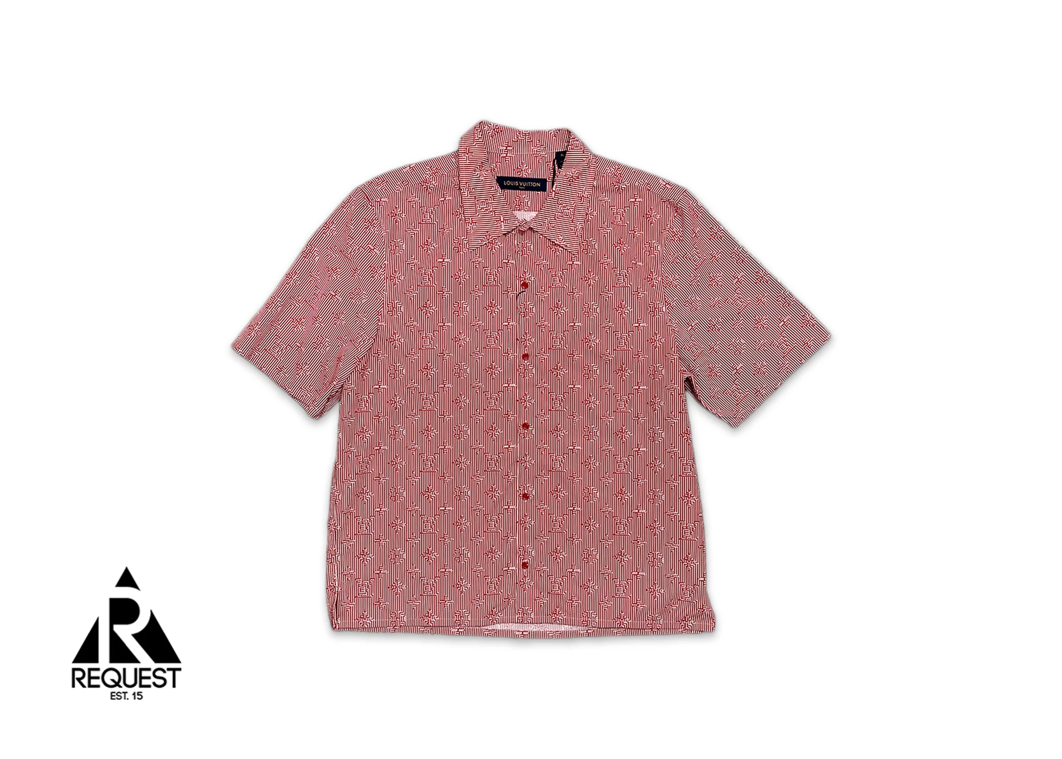 Signature Short-Sleeved Button Up Shirt "Red/White"