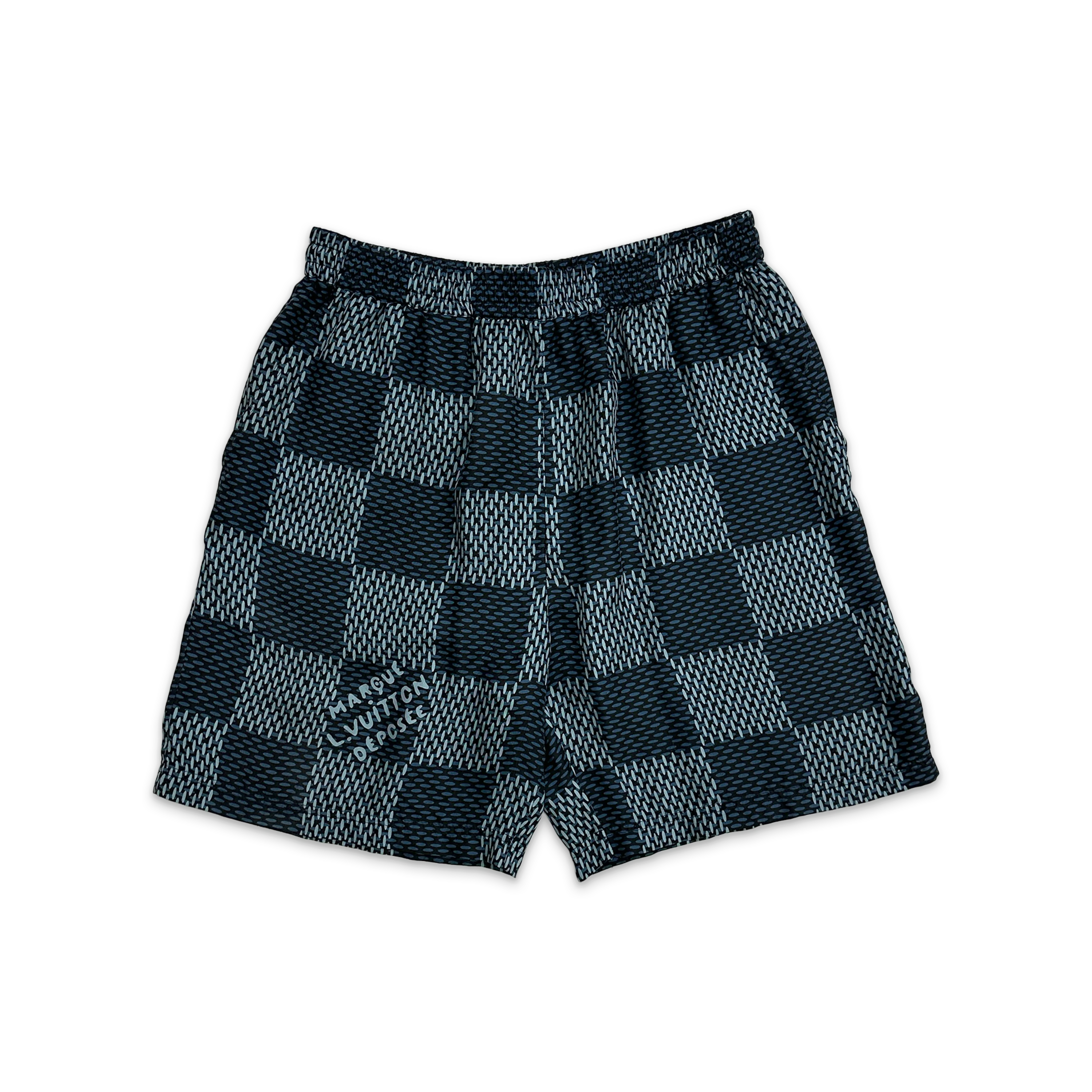 Silk Damier Shorts "Blue Haze"