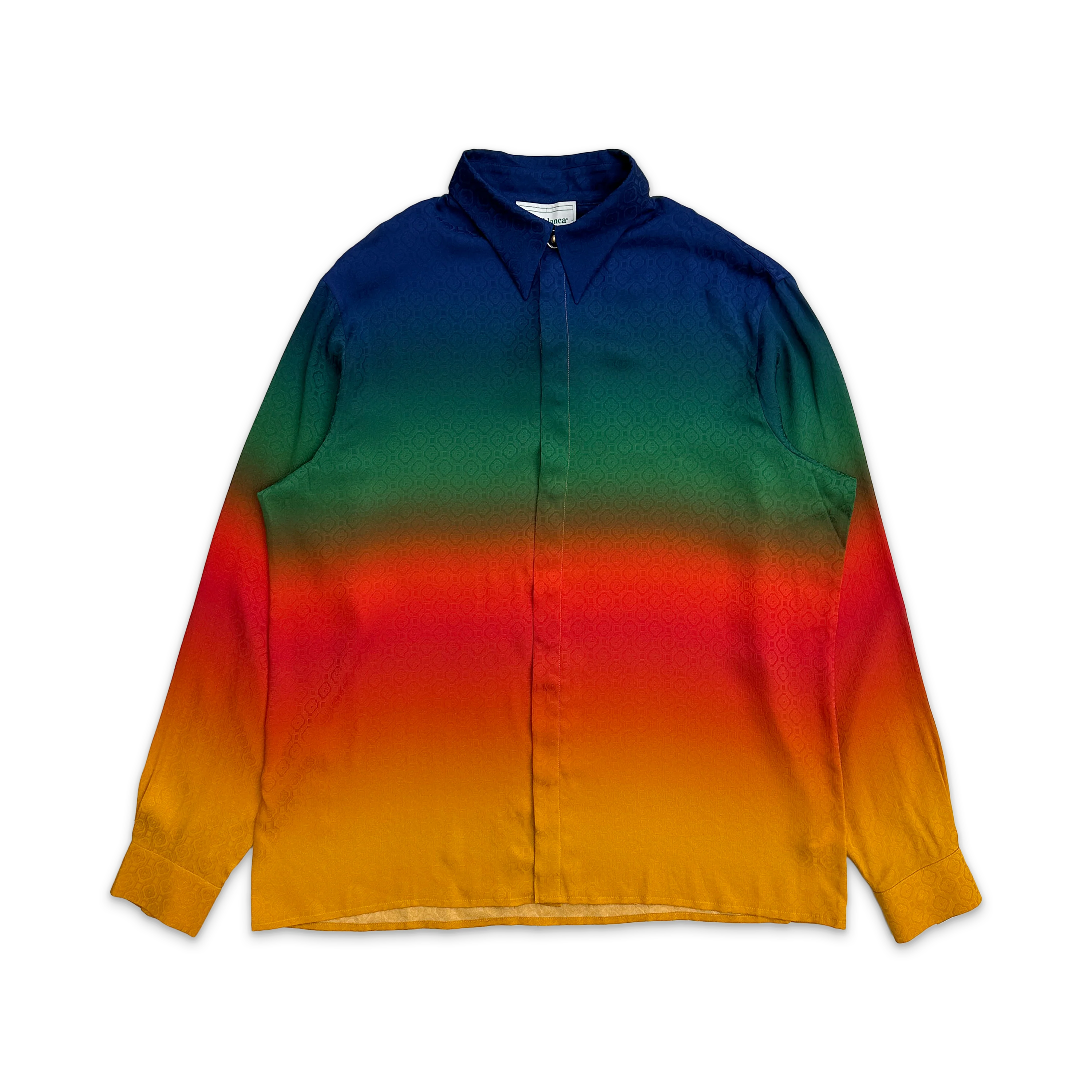 Silk Monogram Collar L/S Shirt "Peace Gradient"