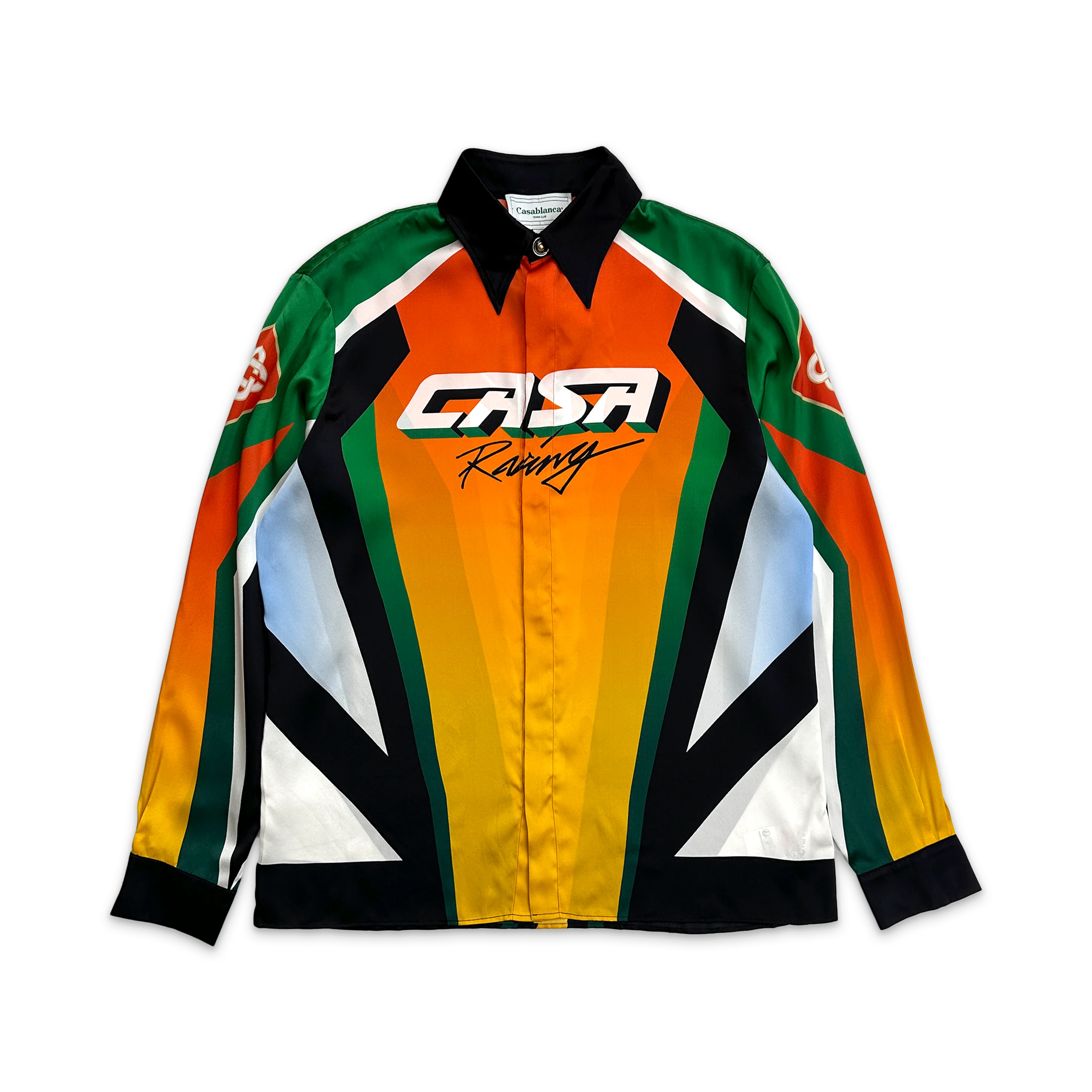 Silk Satin Collar L/S Button Up "Casa Moto Sport"