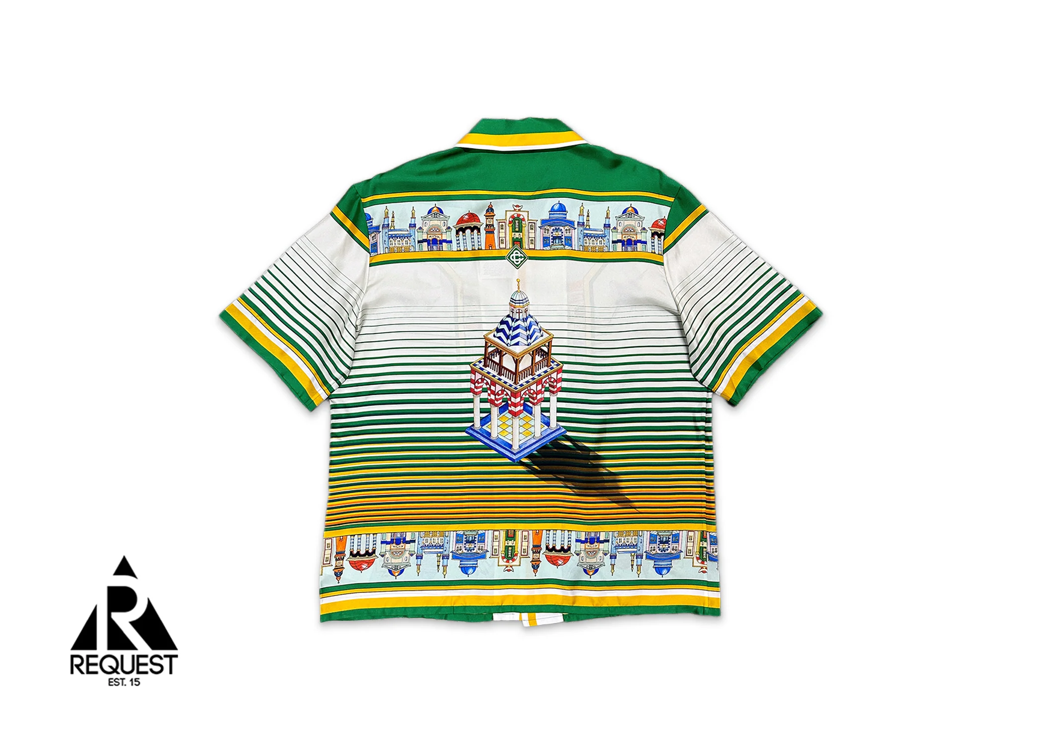 Silk Twill Cuban Collar S/S Button Up "Cityscape" - Image 2
