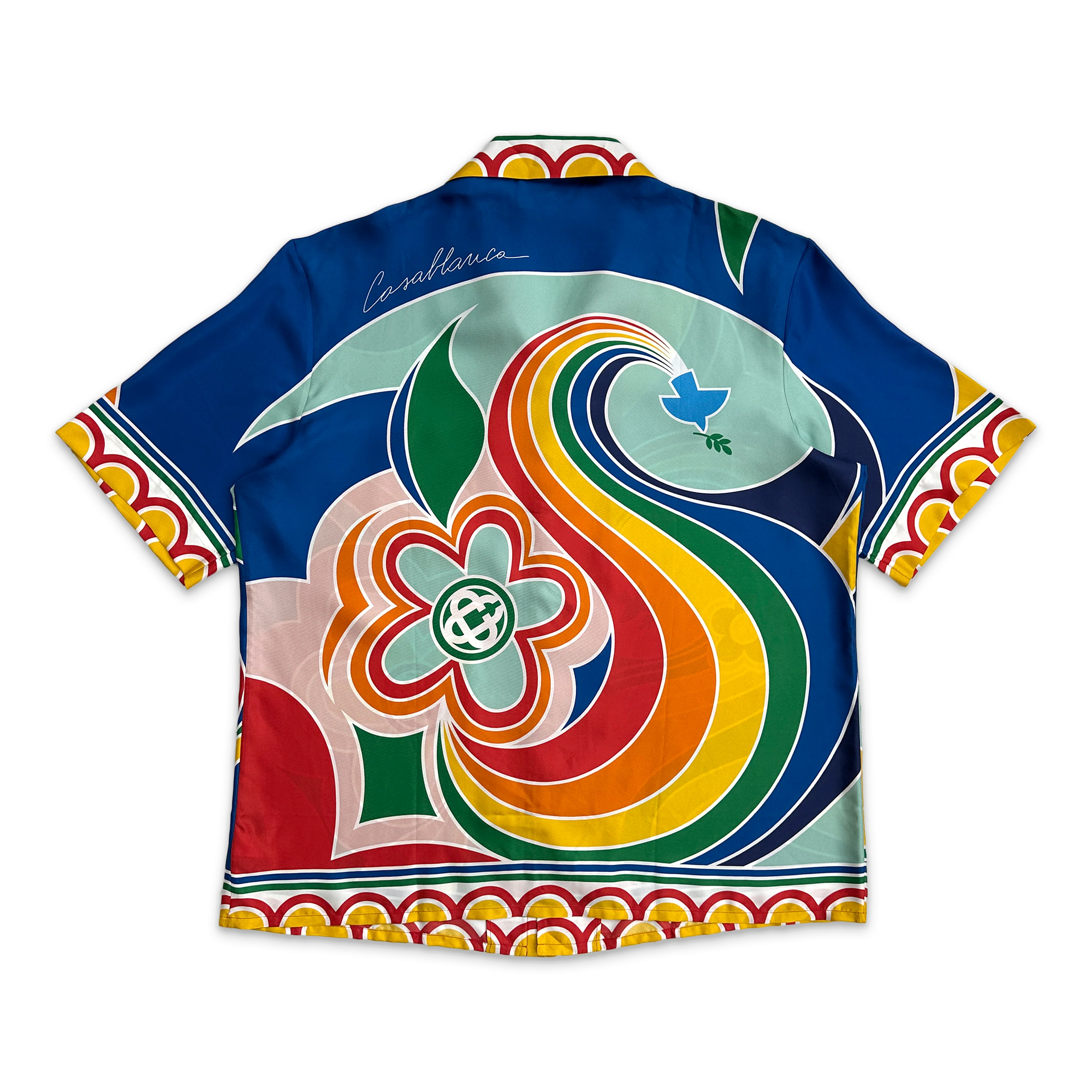 Silk Twill Cuban Collar S/S Button Up "Le Pouvoir Des Fleures" - Image 2