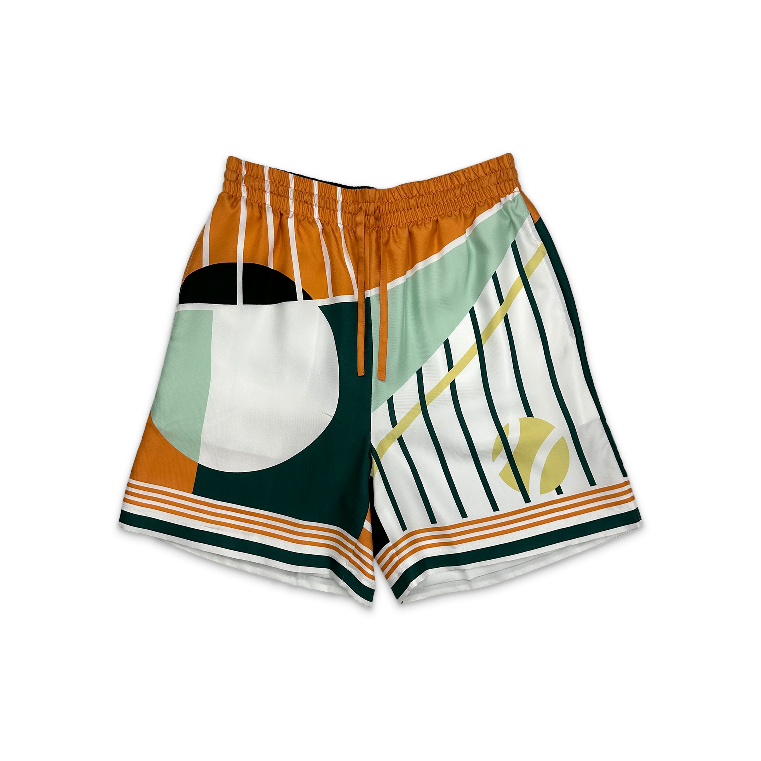 Silk Twill Shorts "Court Abstract"