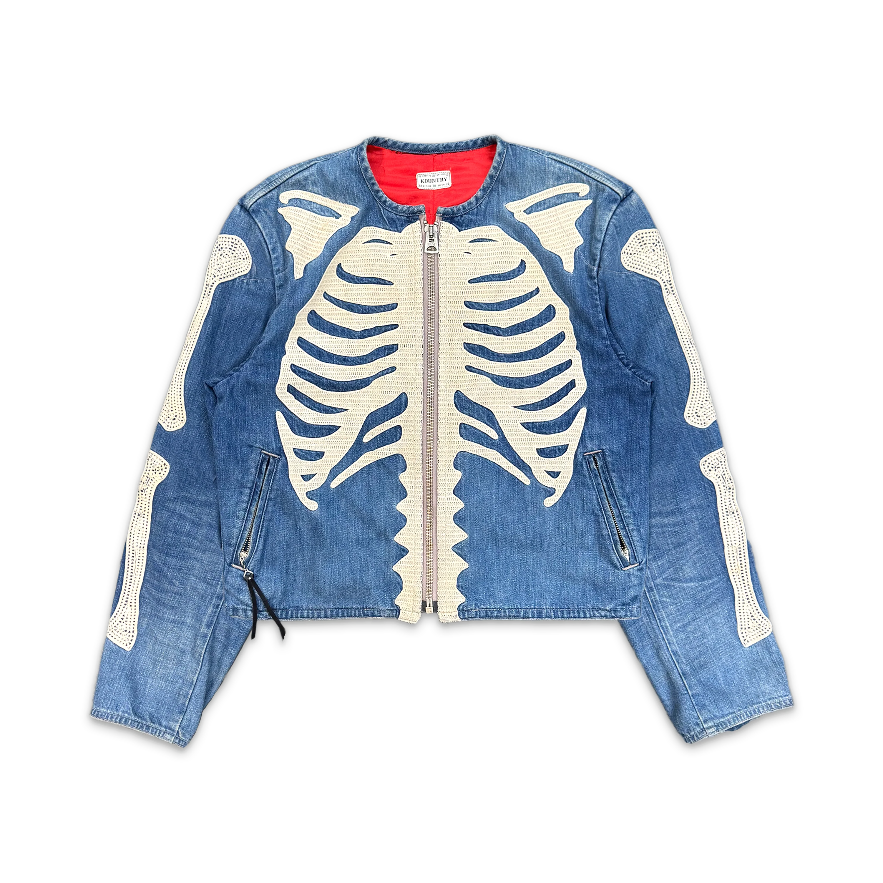 Skeleton Denim Motocross Born Riders Jacket "Bone/Light Wash"
