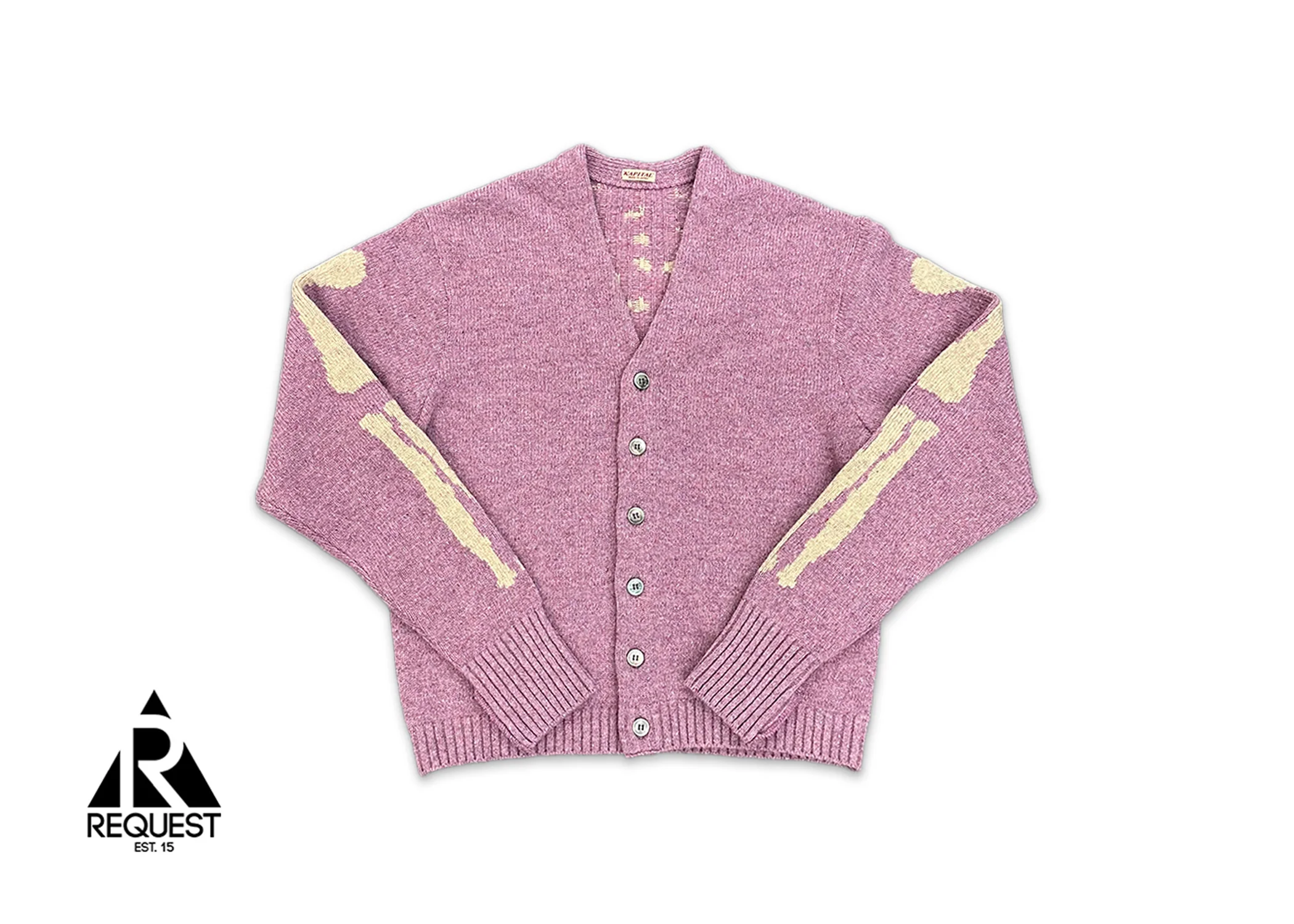 Skeleton Distressed Jacquard Knit Cardigan "Pink"