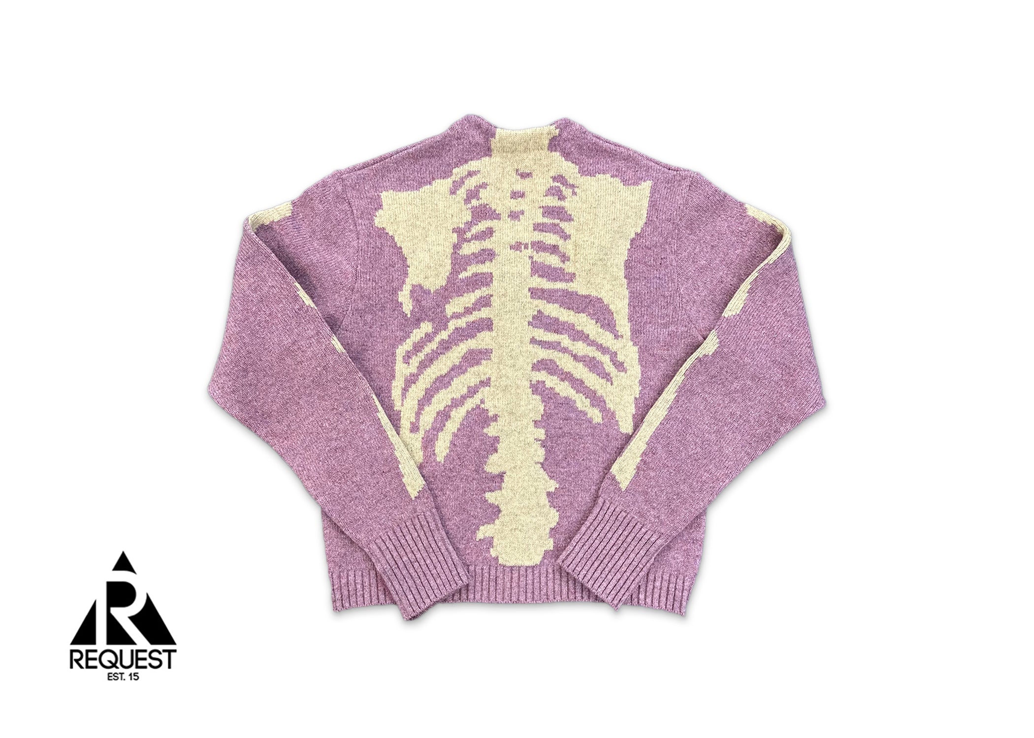 Skeleton Distressed Jacquard Knit Cardigan "Pink" - Image 2