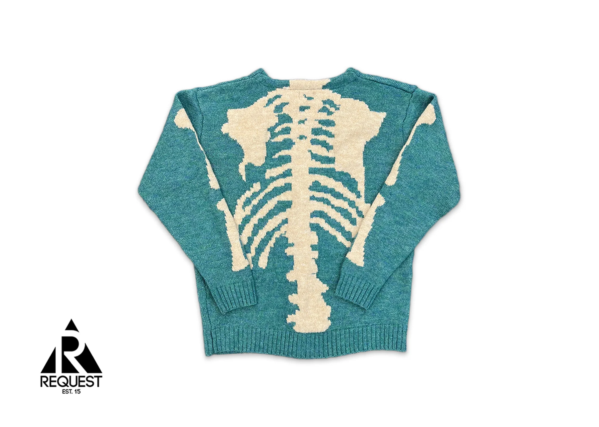 Skeleton Distressed Jacquard Knit Cardigan "Teal" - Image 2