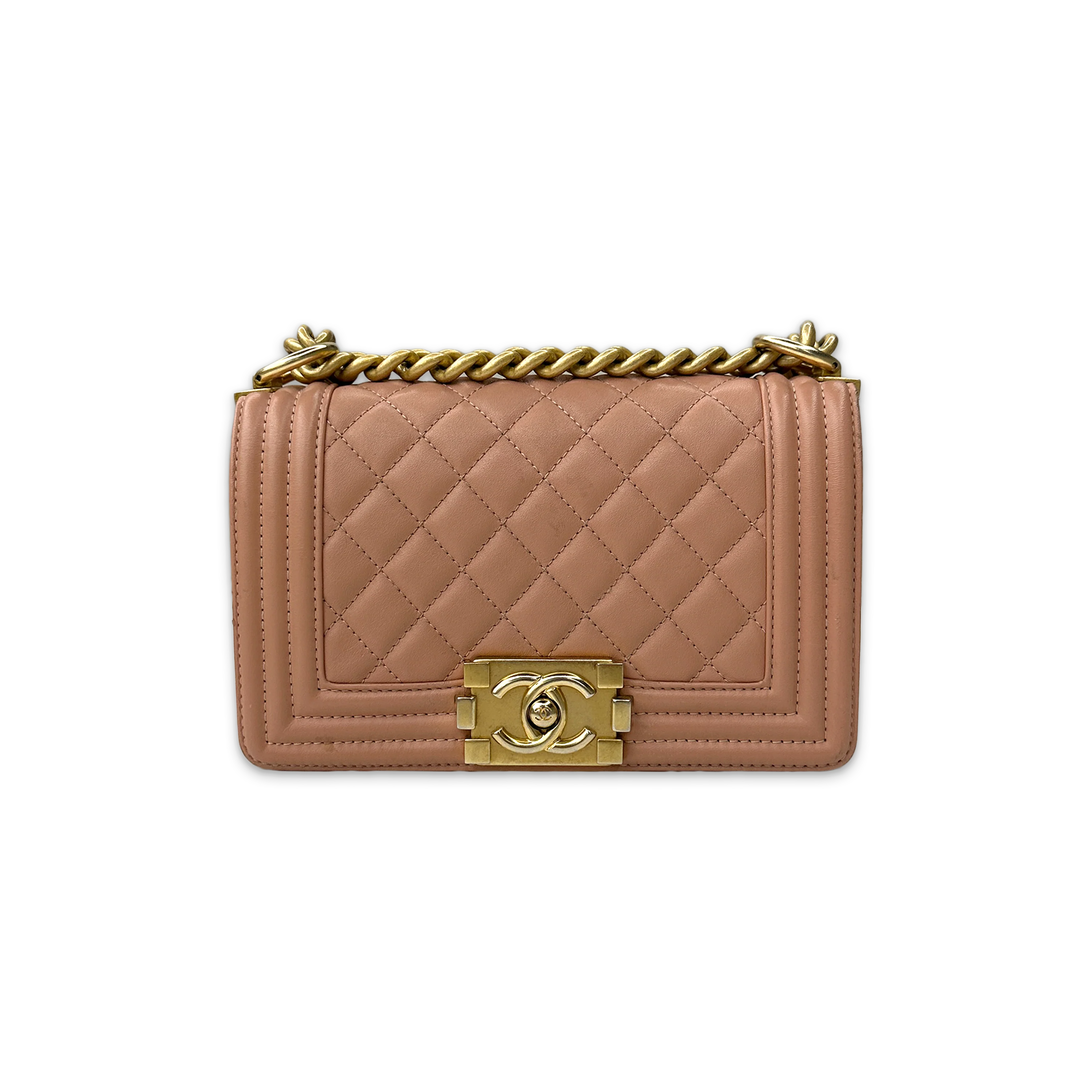 Small Leather Boy Bag "Nude"