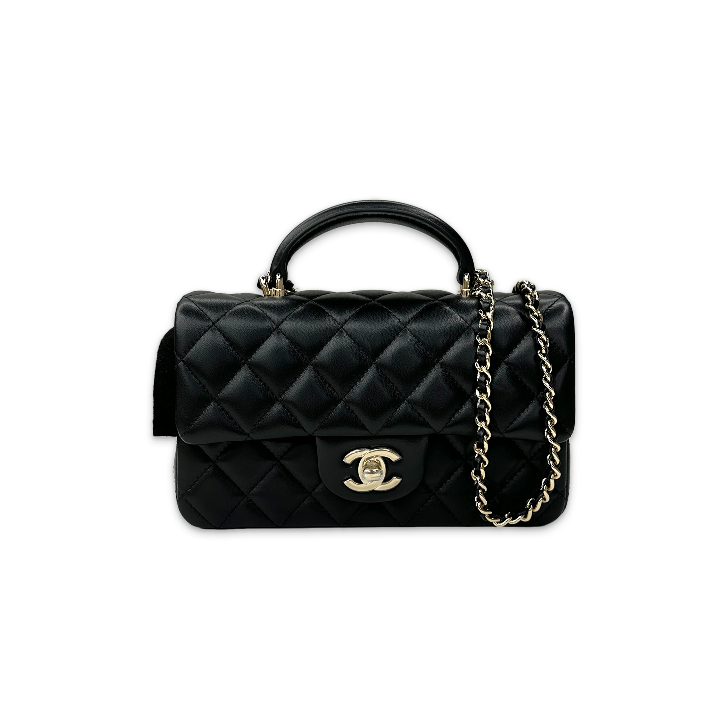 Small Rectangle Flap Handle Bag "Black"
