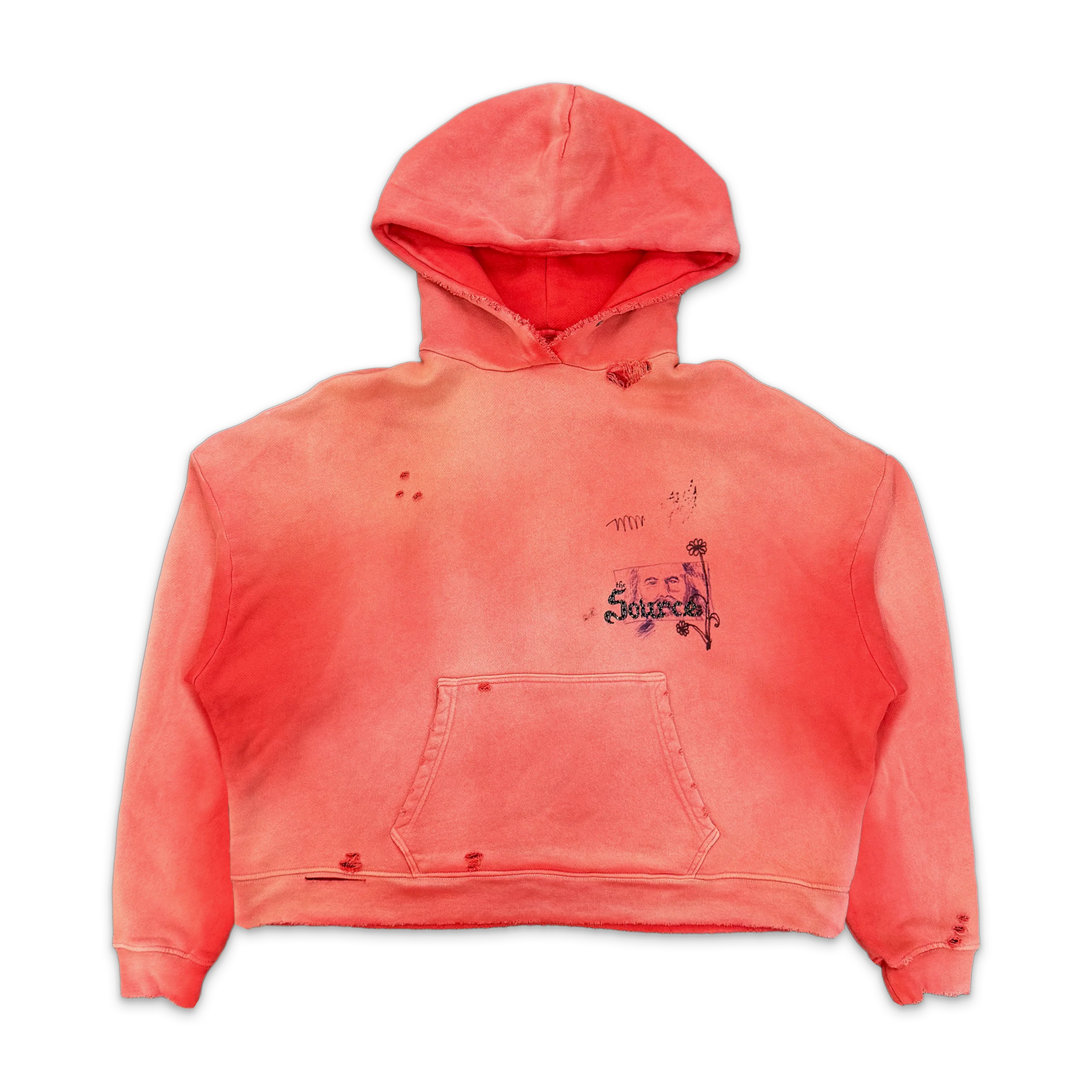 Source Family Distressed Hoodie "Red"