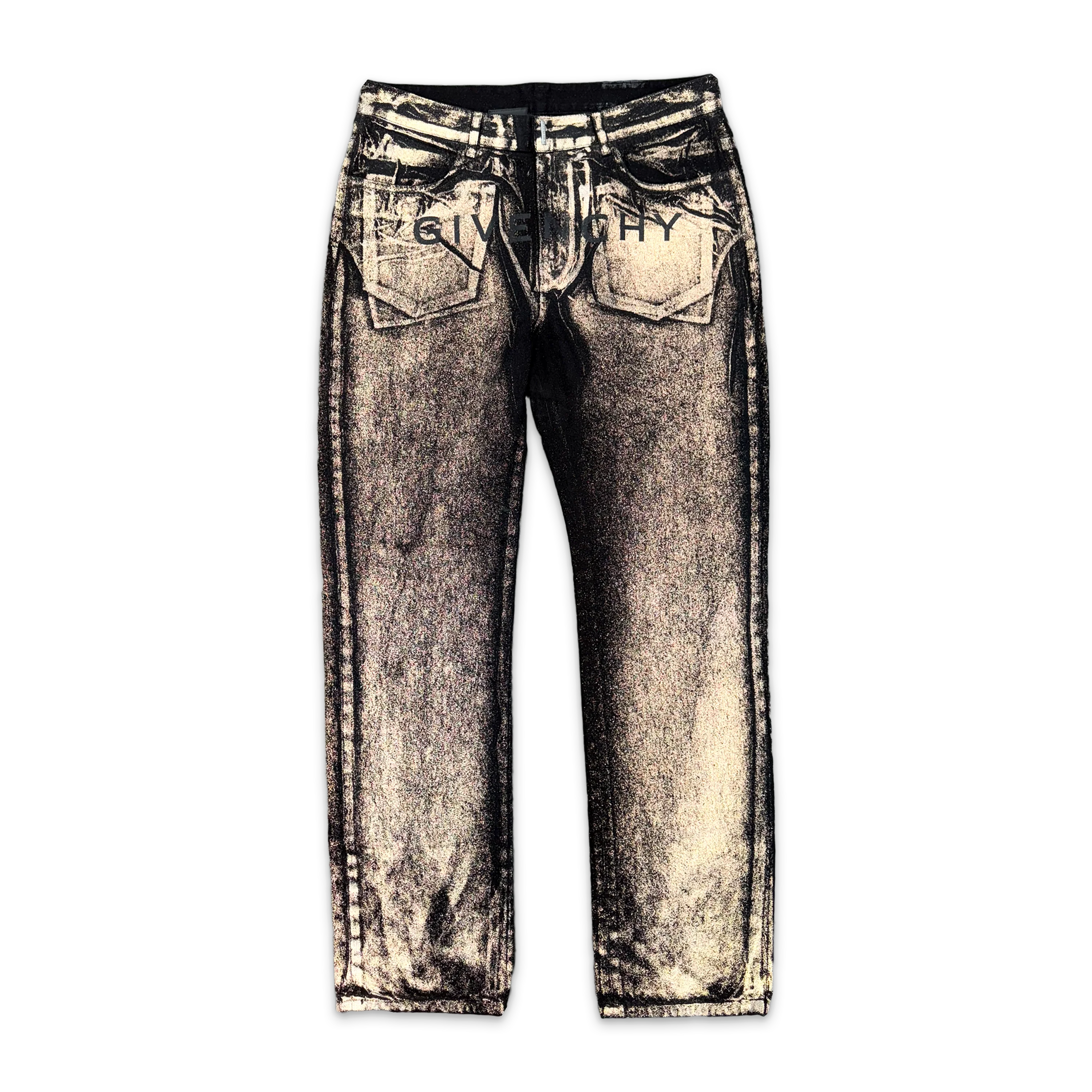 Straight Reflective Painted Pattern Jeans "Black" - Image 2