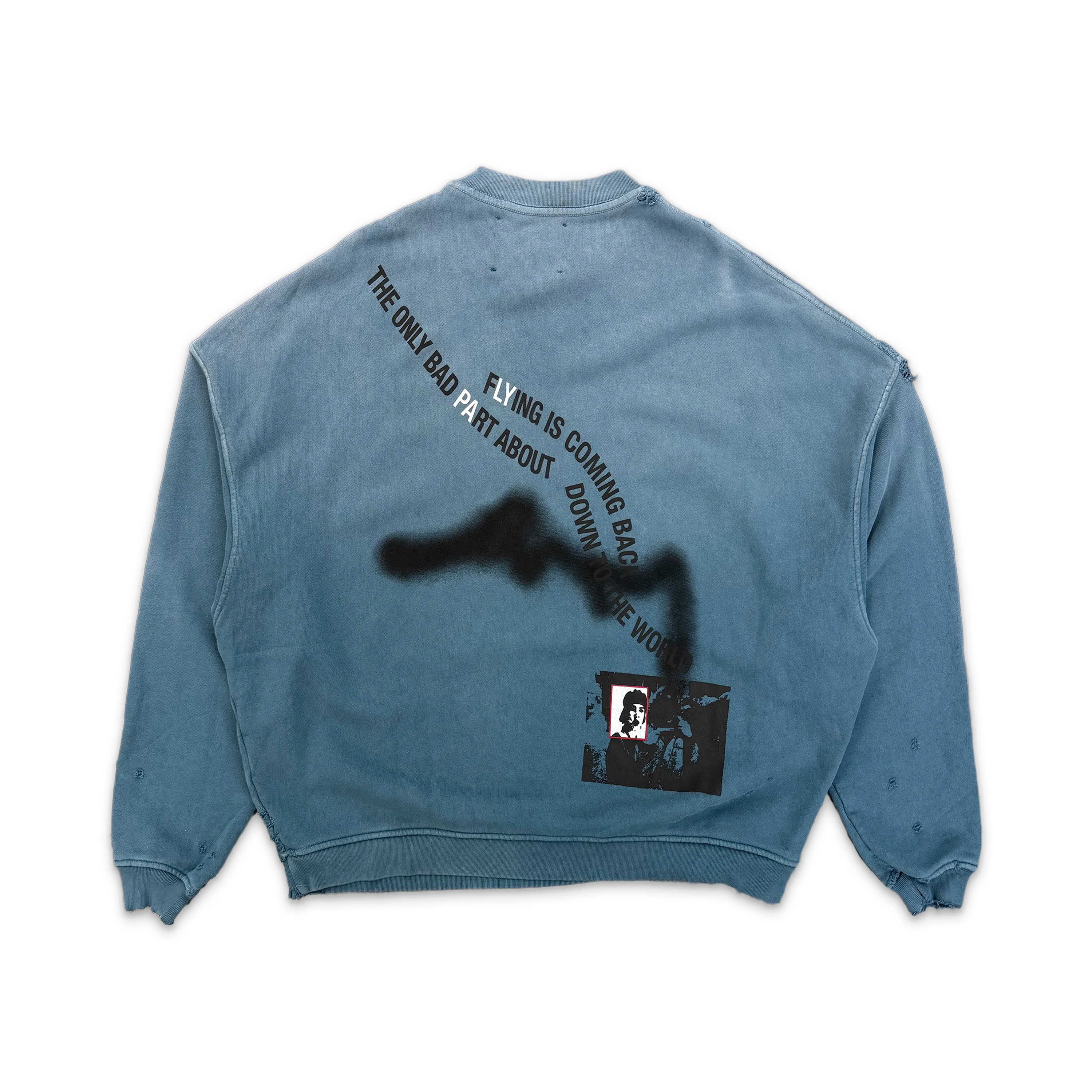 Streetwise Airbrush Crewneck Sweater "Faded Teal" - Image 2