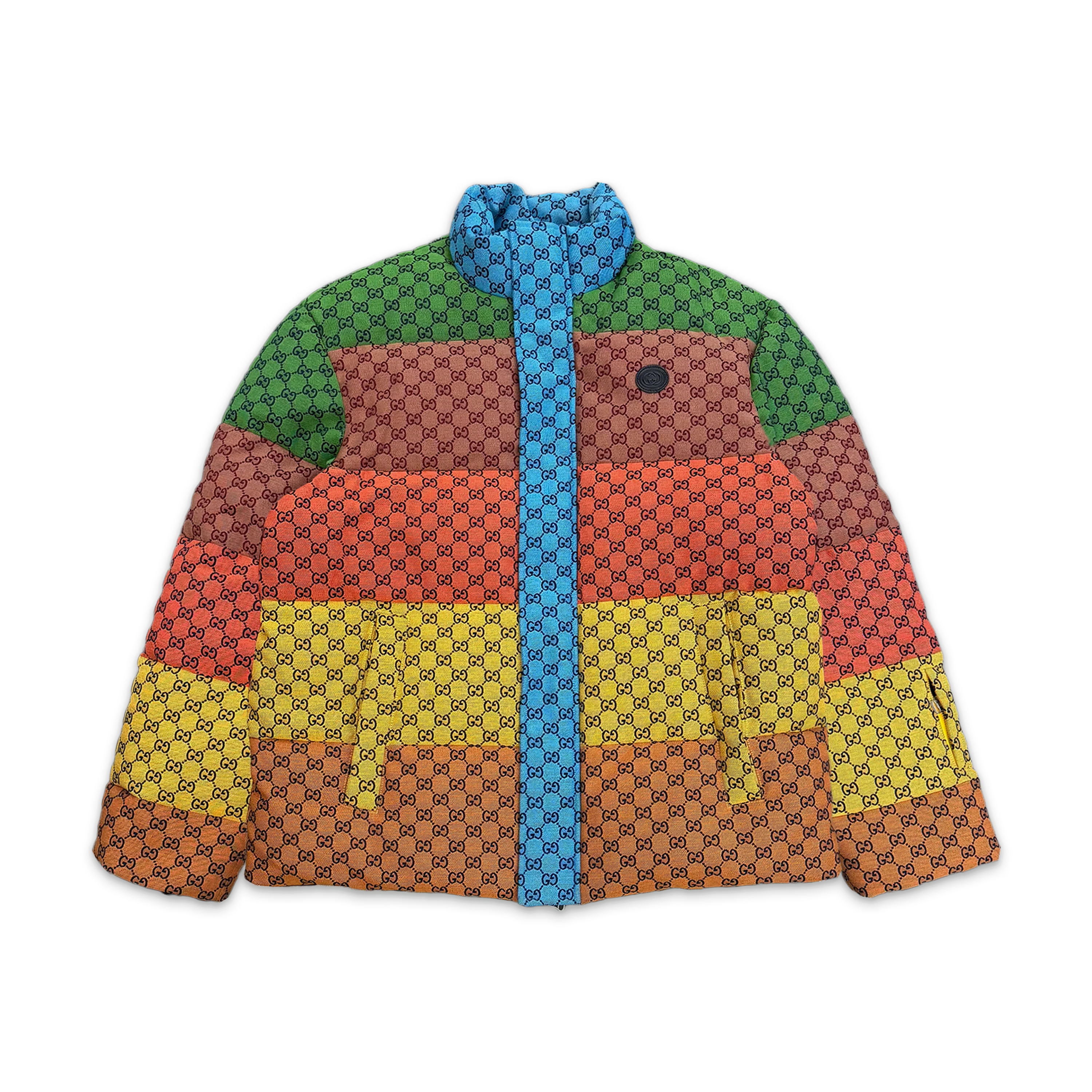Striped Monogram Down Puffer Jacket "Multicolor"