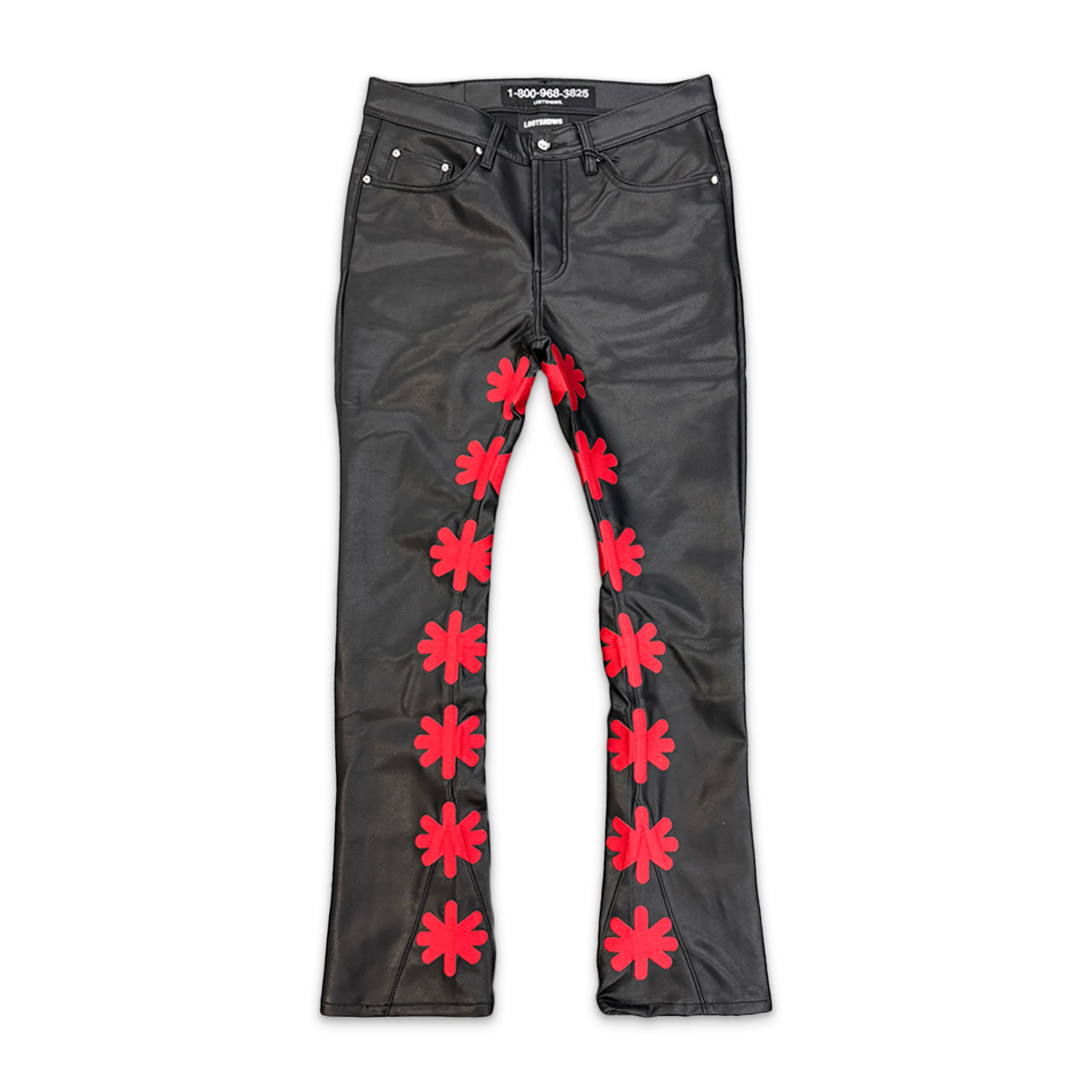 Sun Logo Leather Pants "Black/Red"