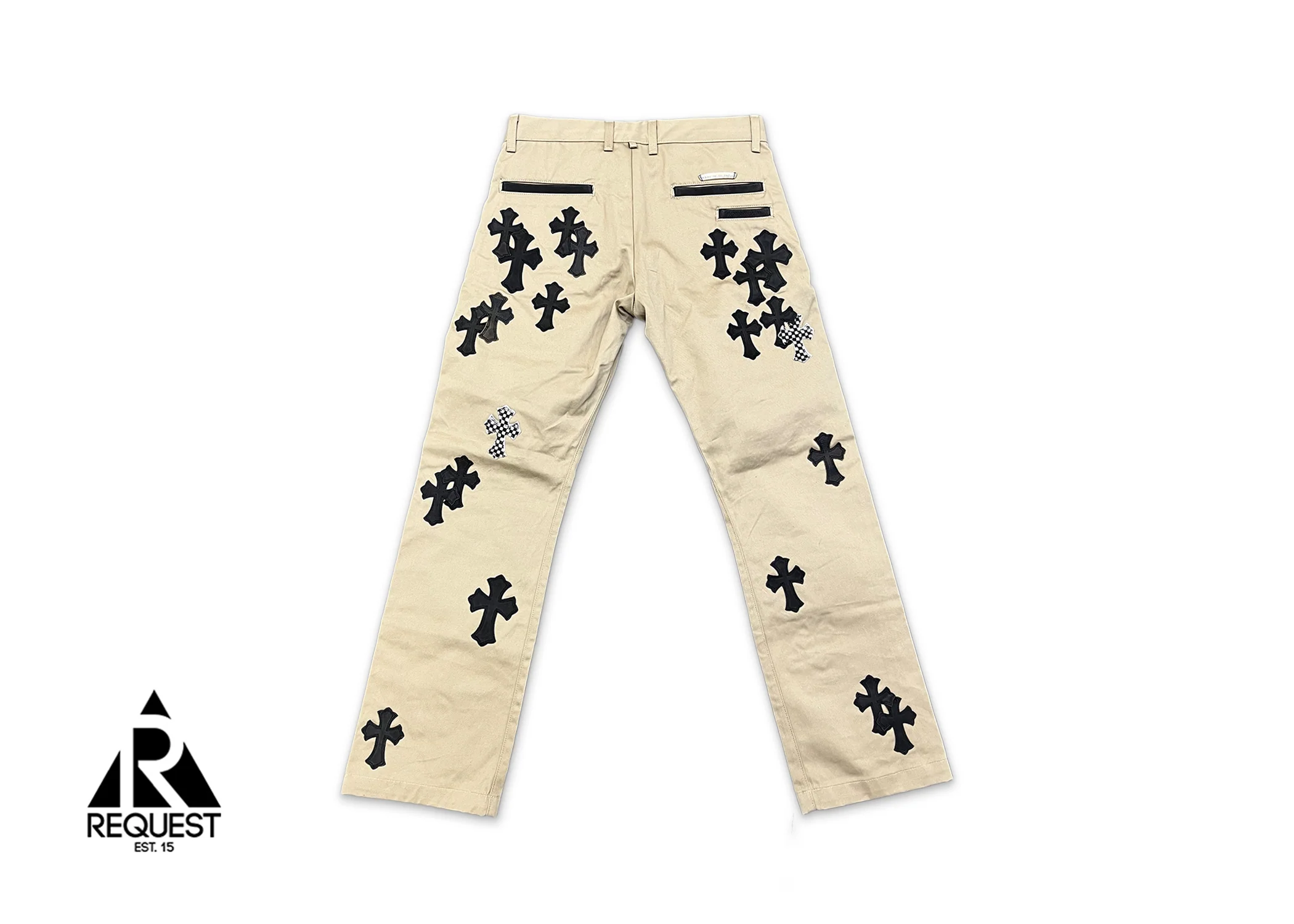 Tan Chino Pants "Black & Checkered Crosses" - Image 2