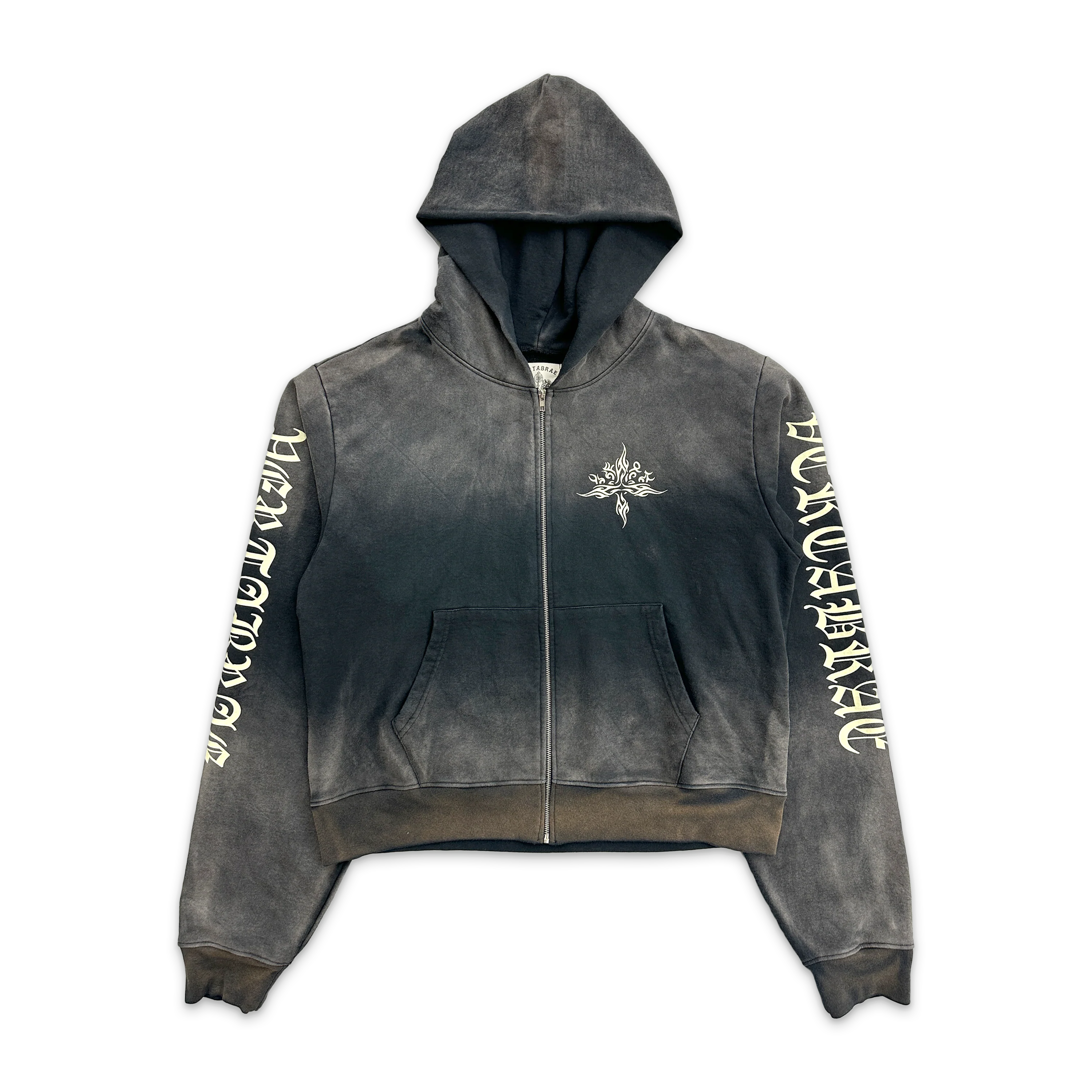 Tattoo Zip Up Hoodie "Washed Black"