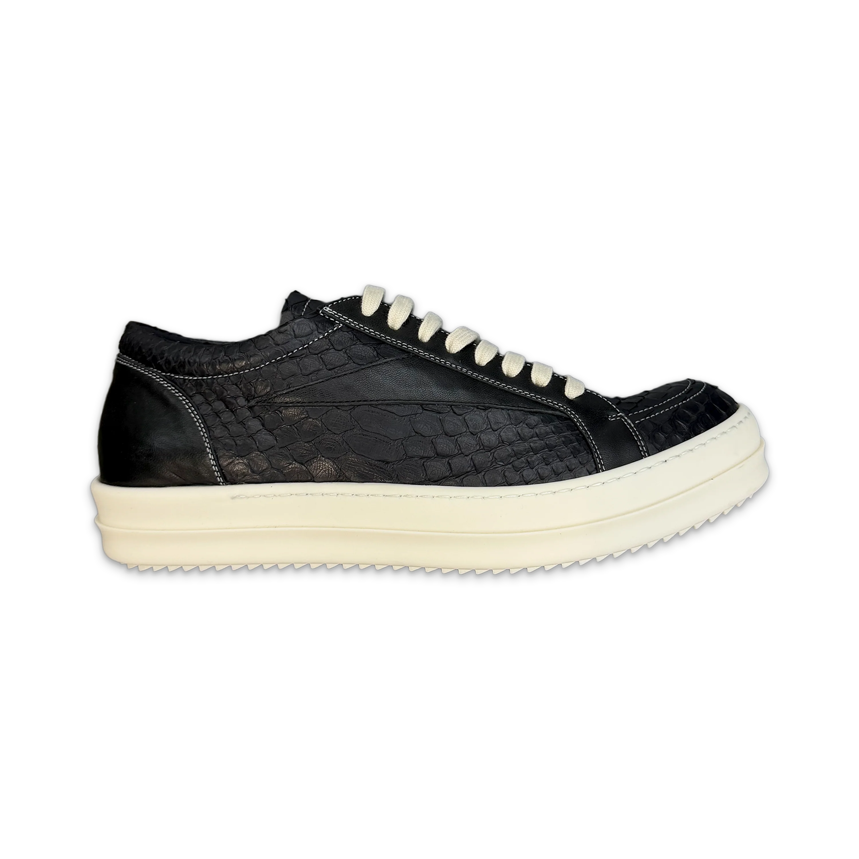 Temple Embossed Python Leather Vintage Sneaks Low "Black Milk"