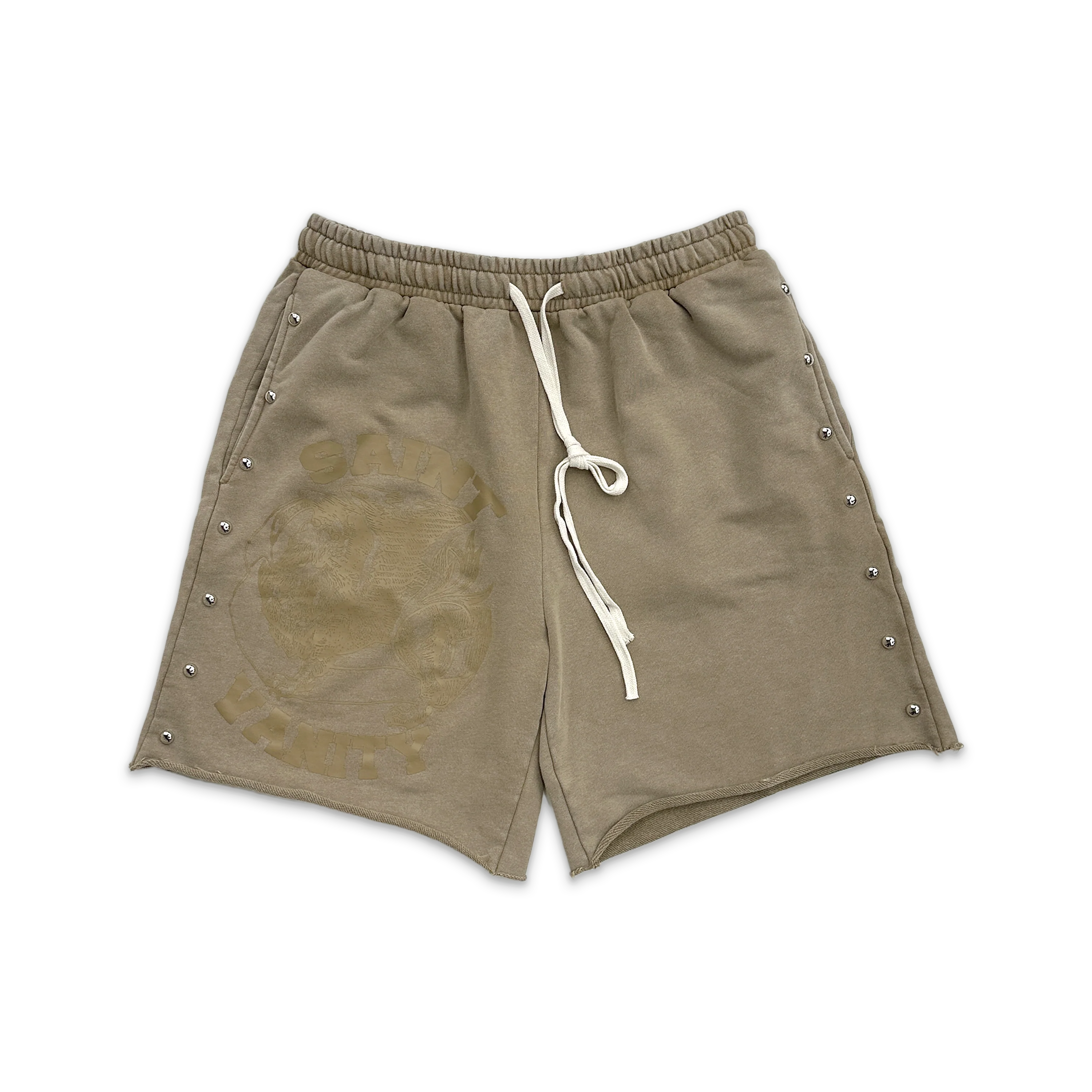 Terry Studded Logo Shorts "Sand"