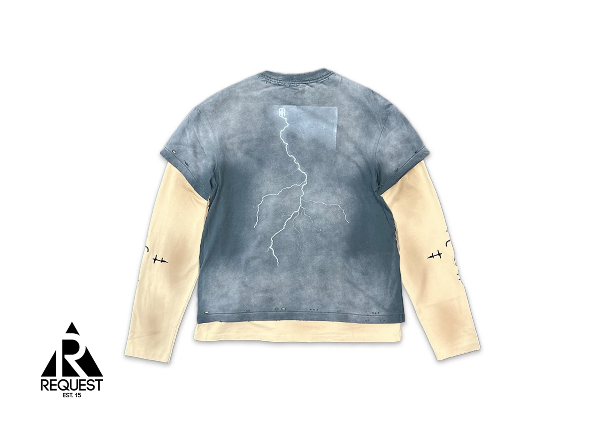 Three-Piece Distressed & Stained Long-Sleeve Tee "Brown/Grey" - Image 3