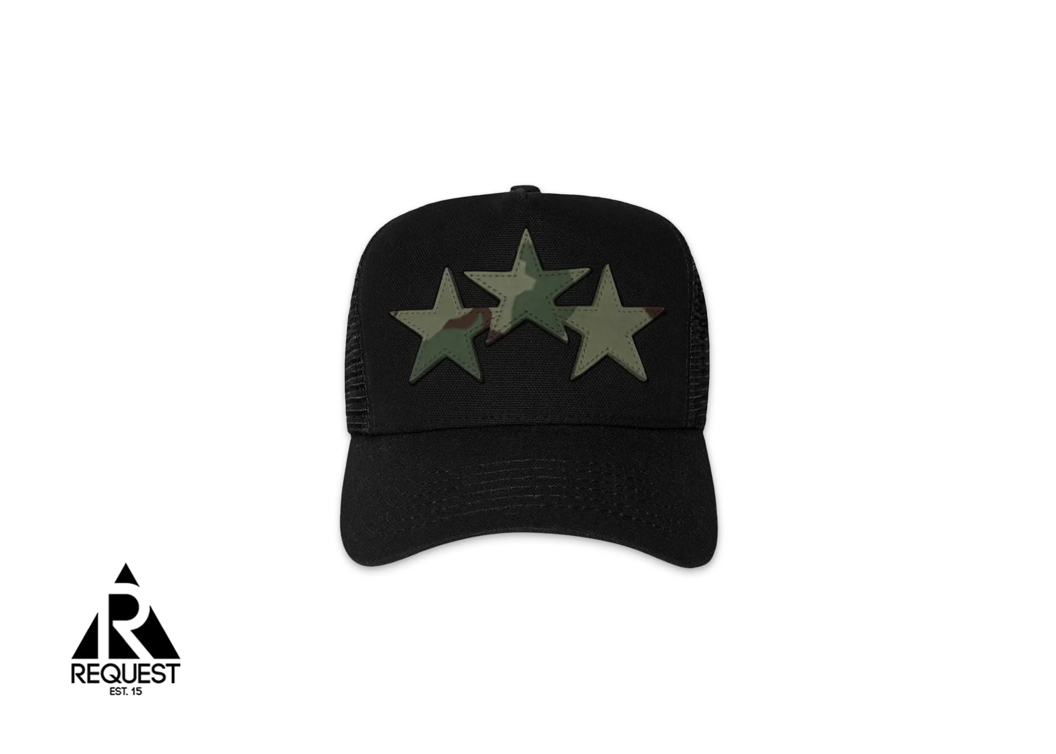 Three Star Trucker Hat "Black/Camo"