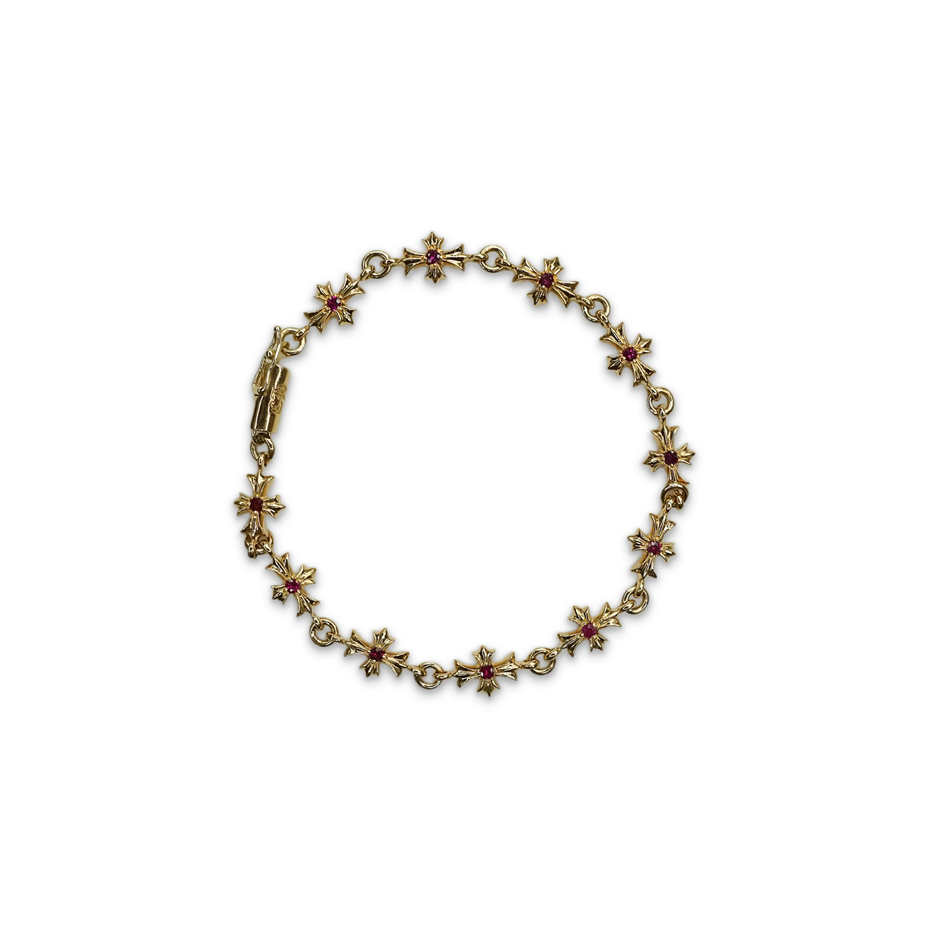 Tiny E Bracelet "22K Gold & Ruby"