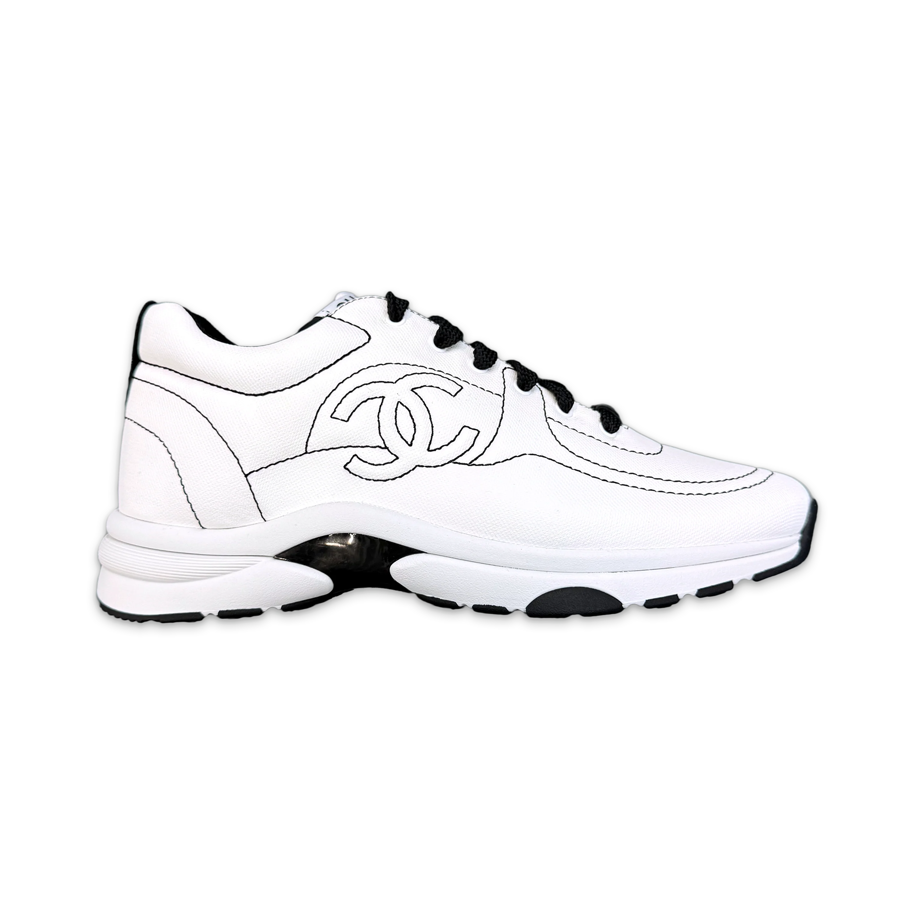 Trainer Low “White Black Canvas"