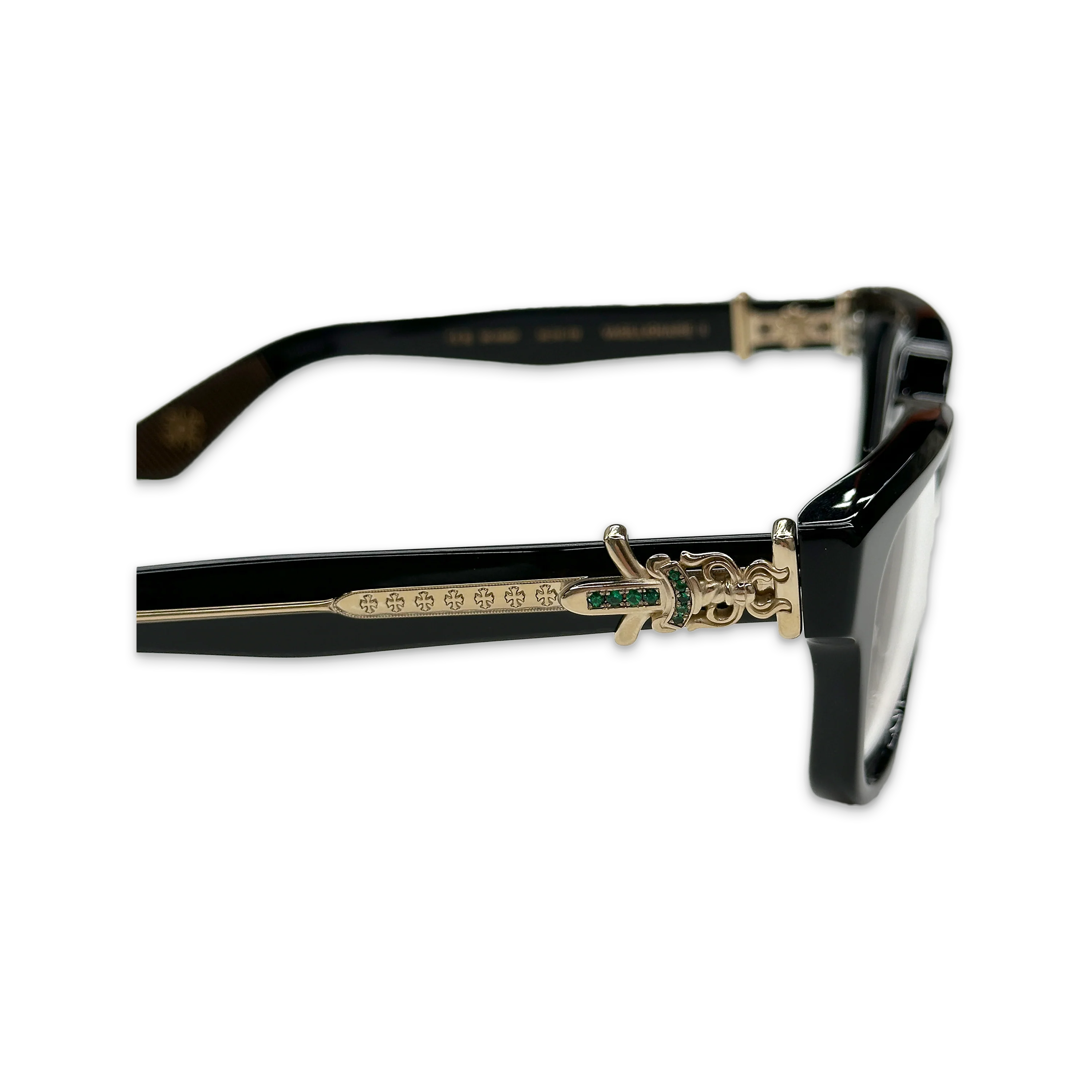 Vagillionaire II Glasses w/ Emeralds 18K "Black/Gold" - Image 3
