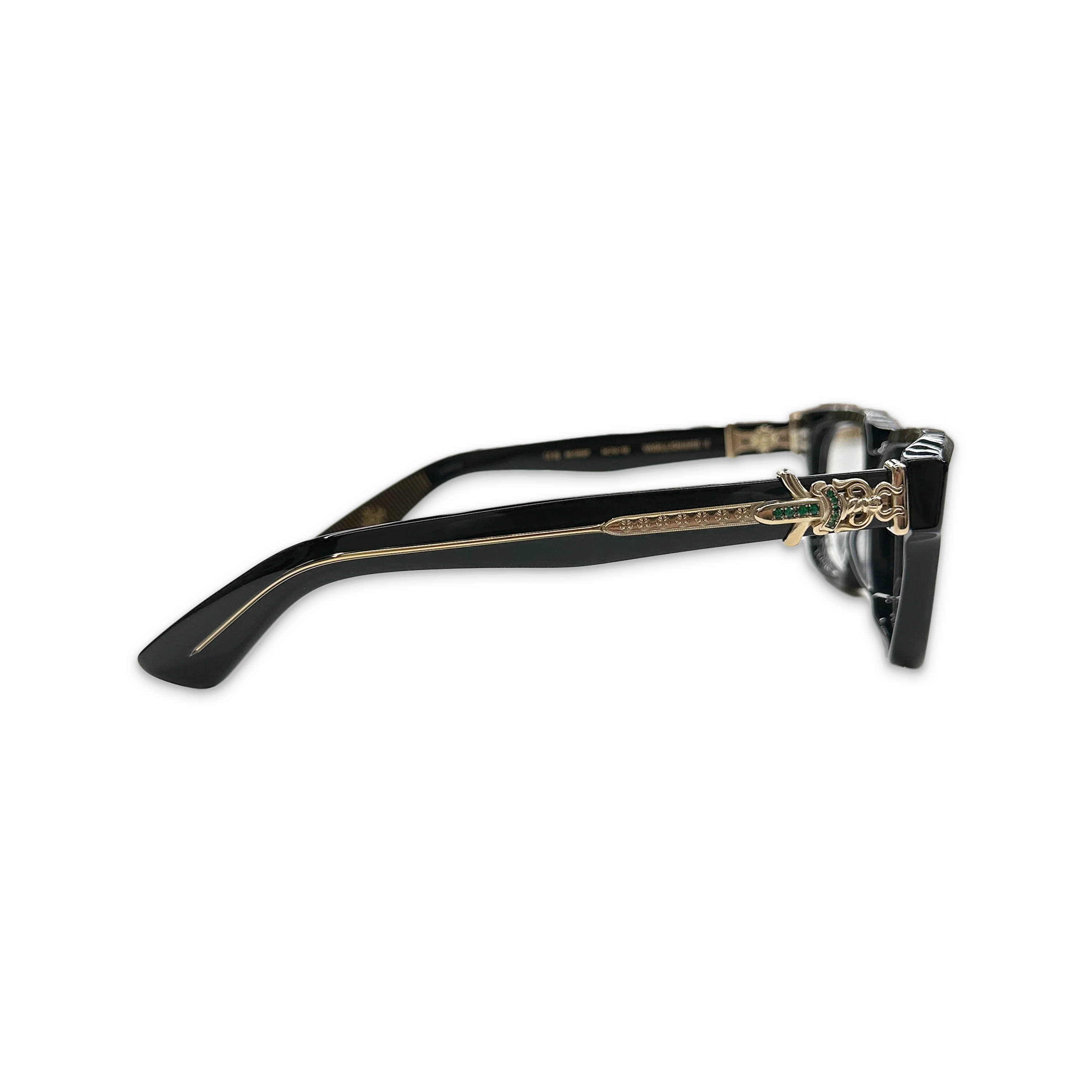 Vagillionaire II Glasses w/ Emeralds 18K "Black/Gold" - Image 4