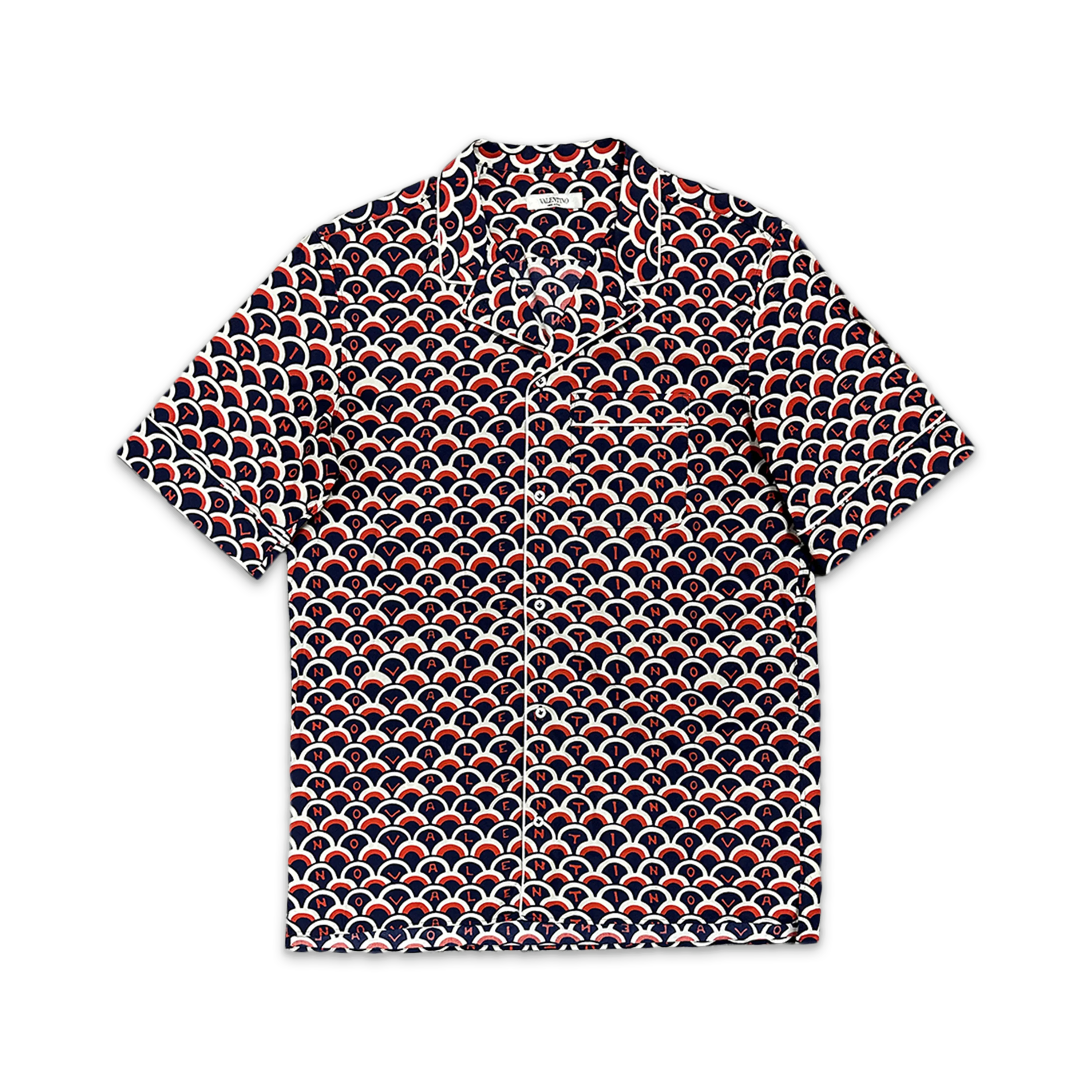 Valentino Scale Logo Vacation Button Down Shirt "Navy/Red/White"