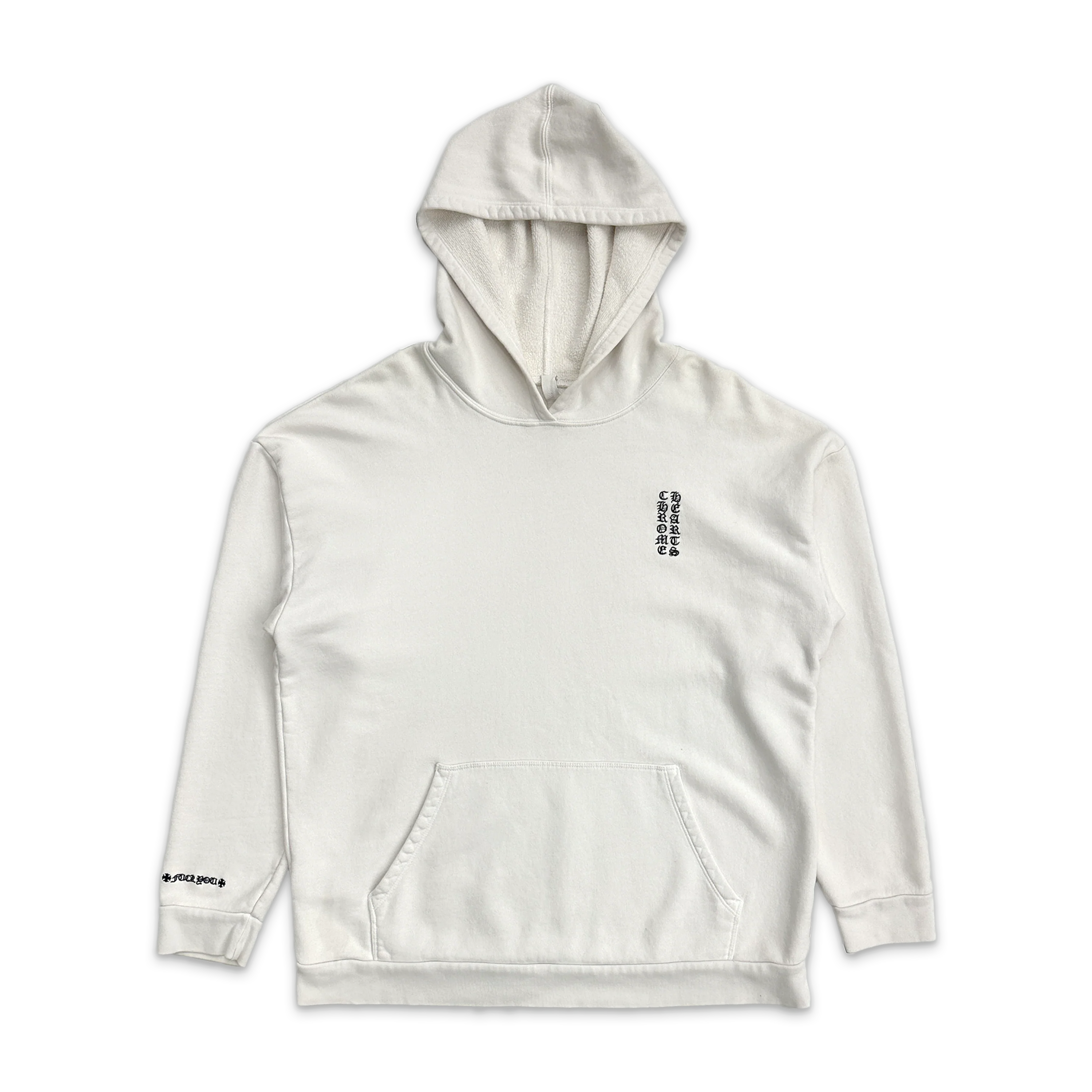 Vertical Logo Embroidered Hoodie "Cream"