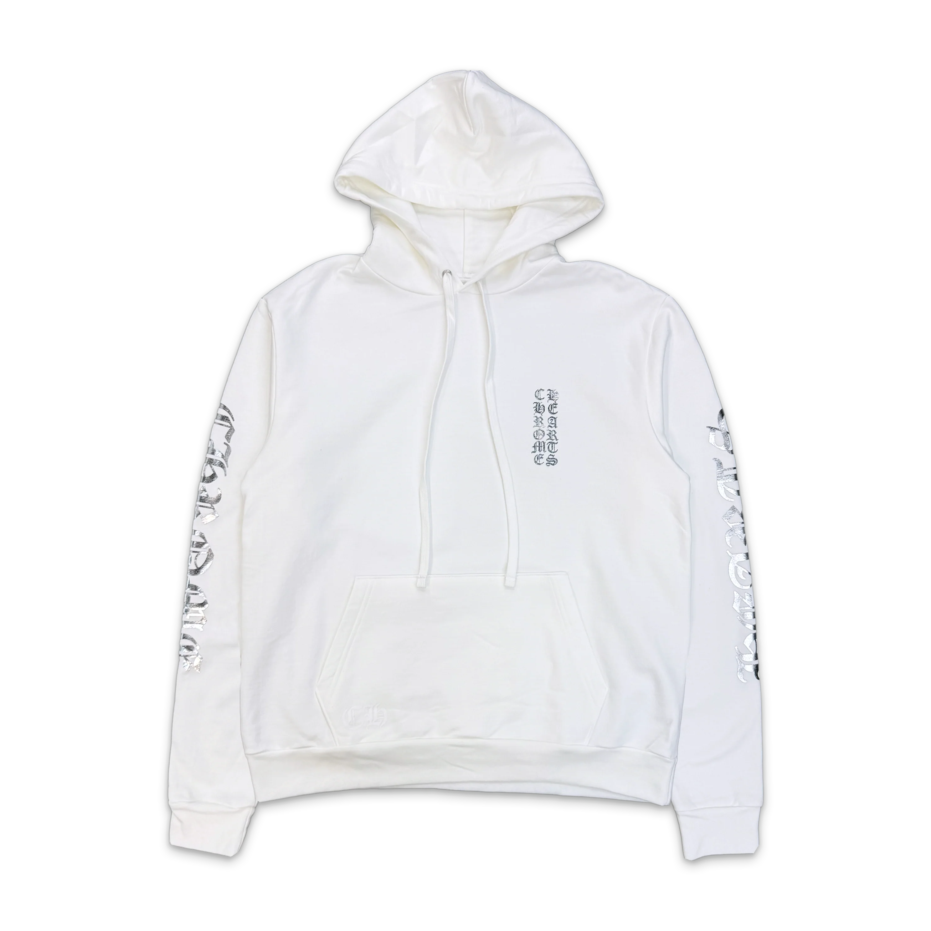 Vertical Logo Hoodie "White/Metallic Silver"