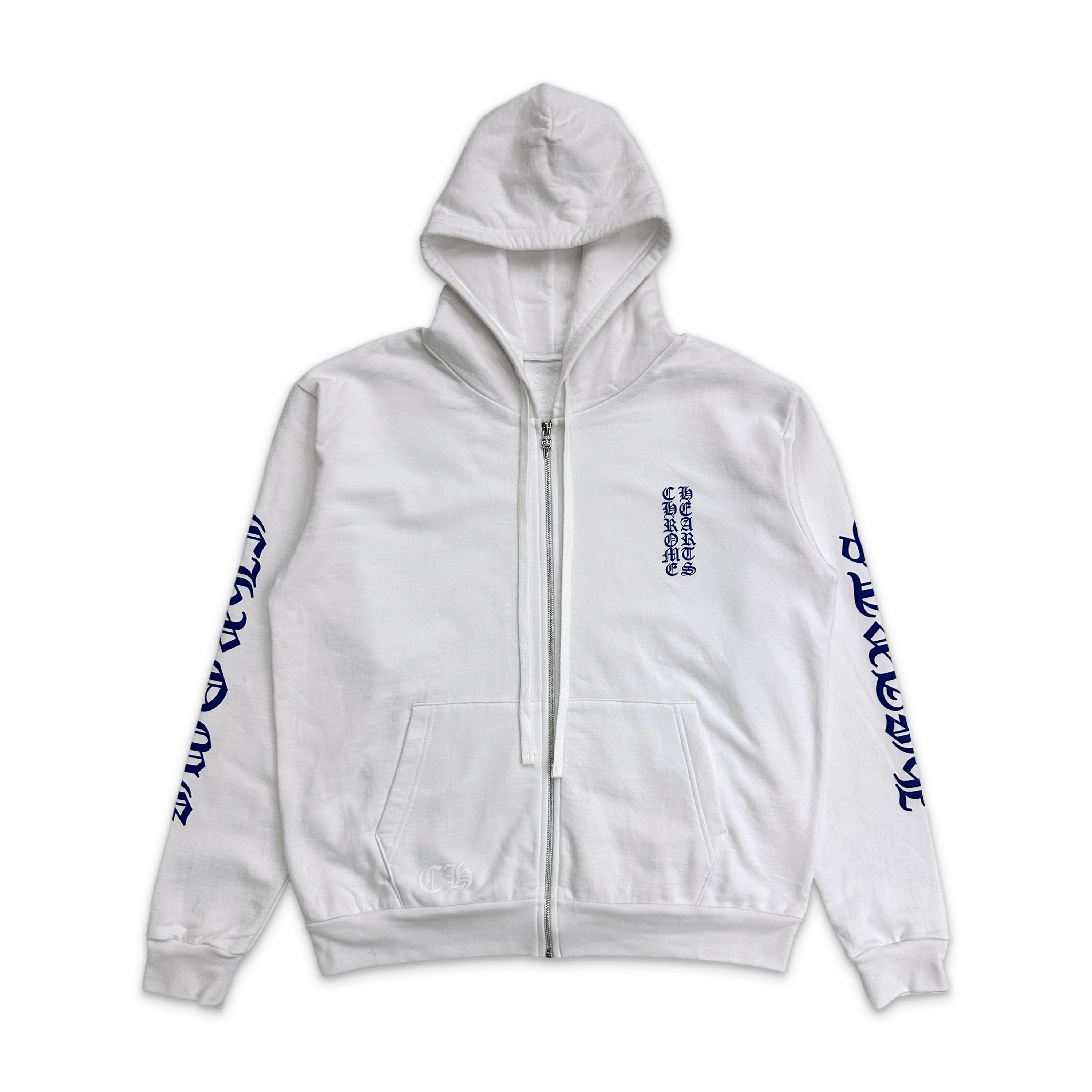 Vertical Logo Zip Up Hoodie "White Blue"