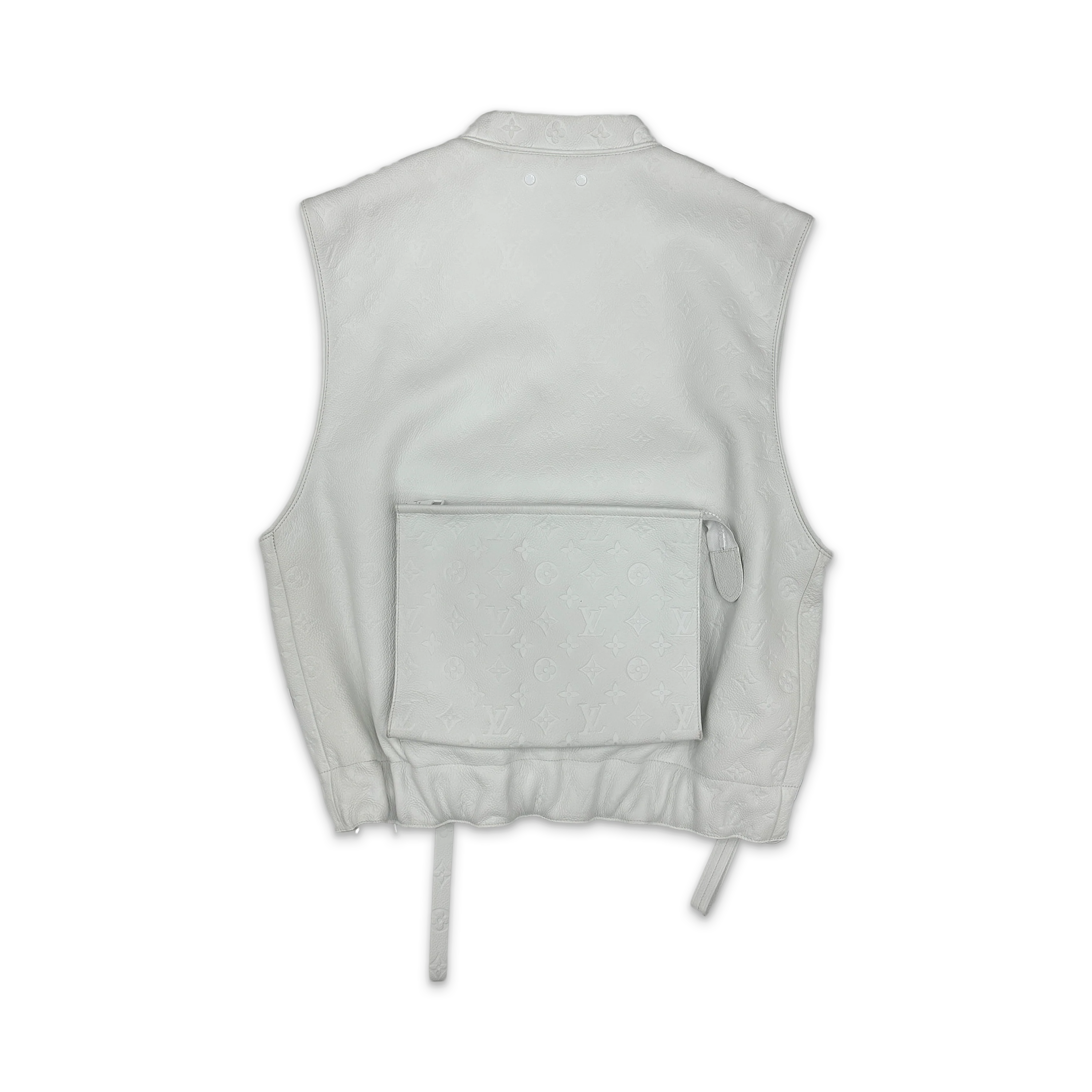 Virgil Abloh Multi 3D Utility Pocket Leather Vest "White" - Image 2