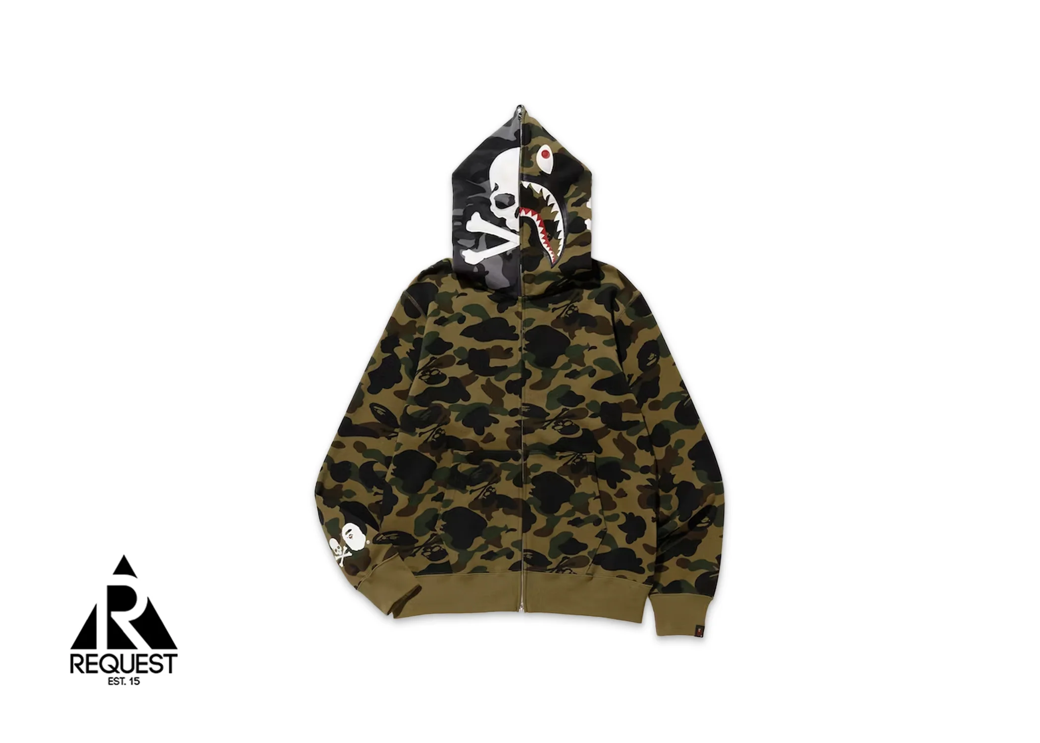 Vs Mastermind Half Skull Half Shark MMB Panel Camo Hoodie "Green/Black"