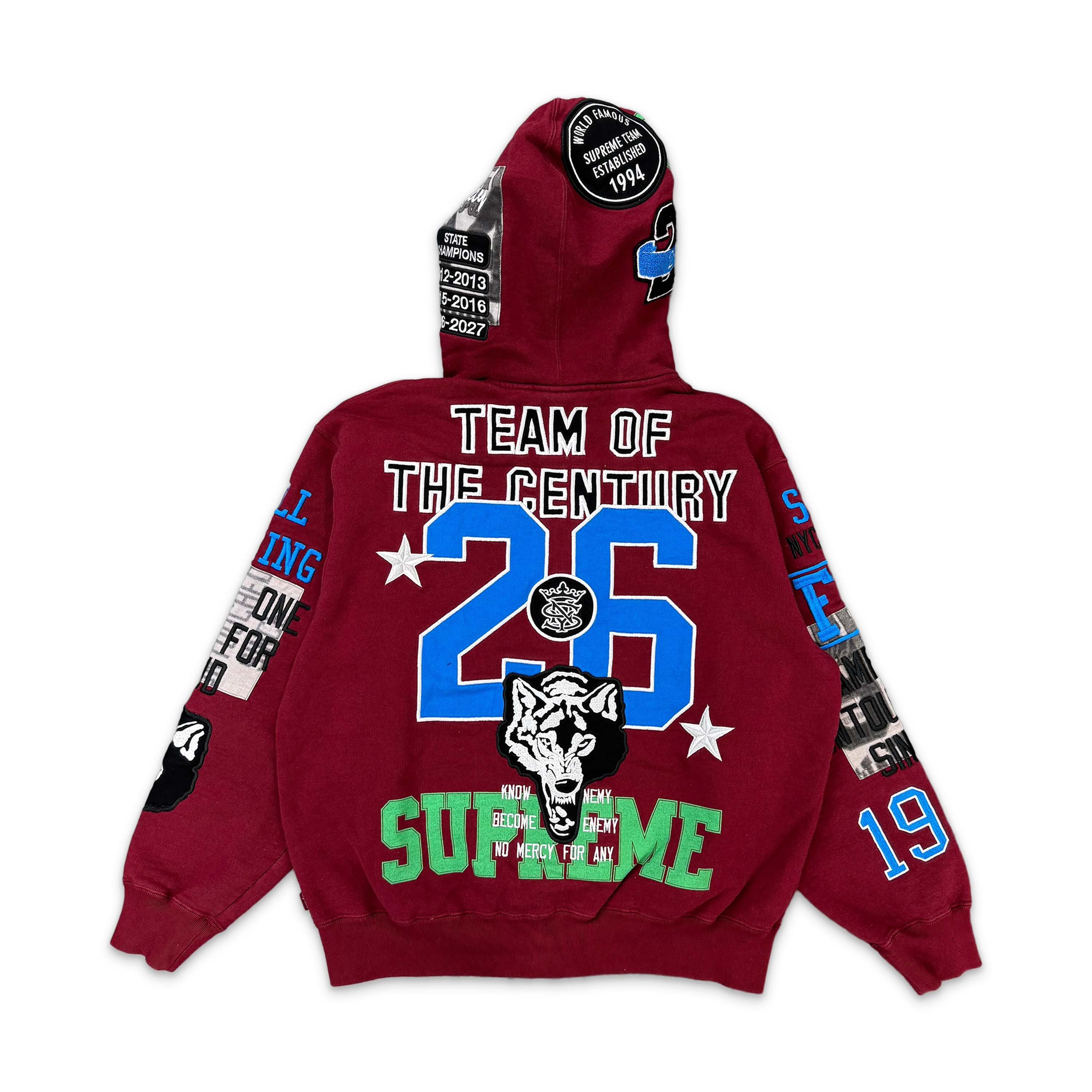 Warriors Appliqué Zip Up Hooded Sweatshirt "Cardinal" (SS26) - Image 2