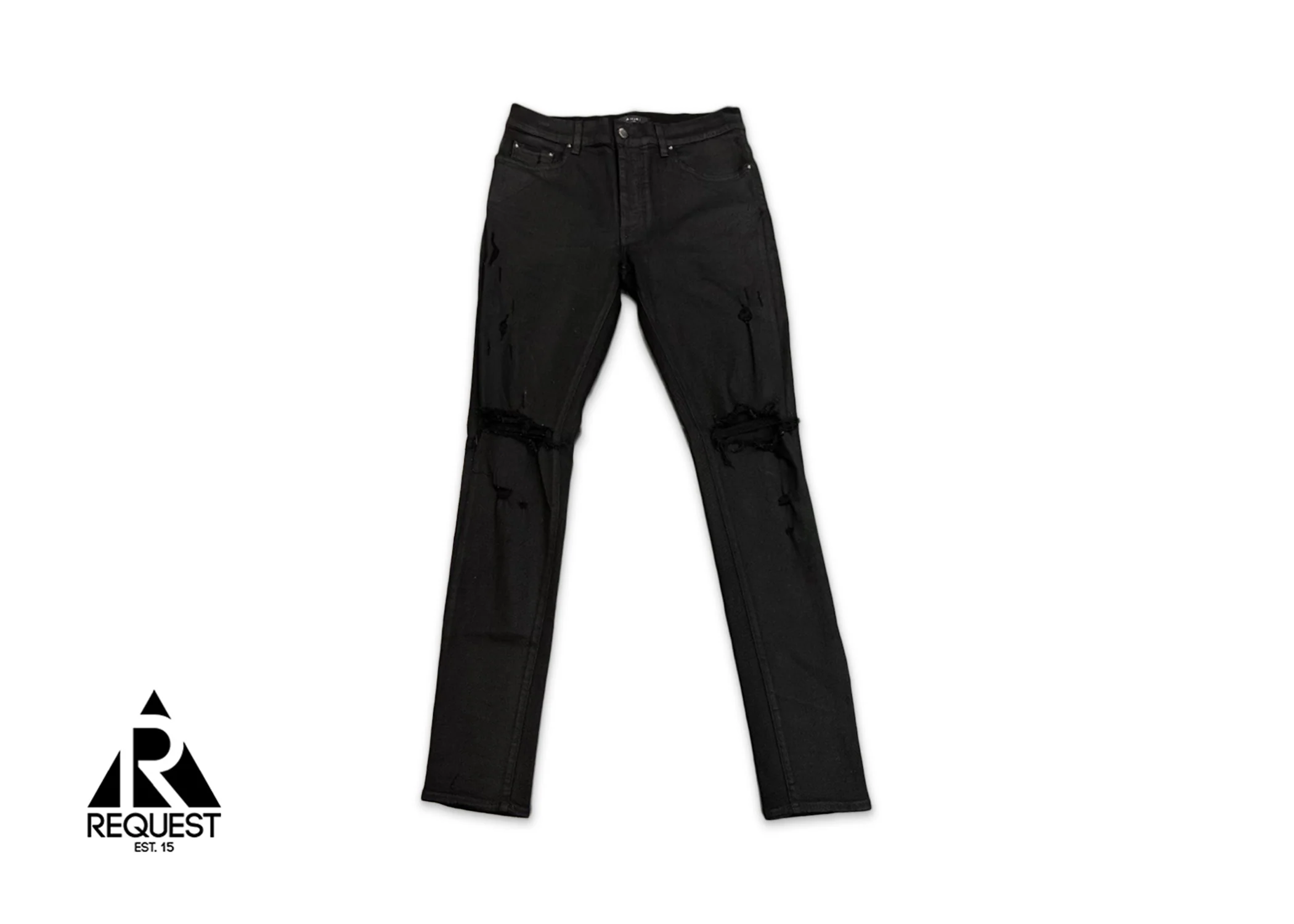 Waxed Distressed Jeans "Black"