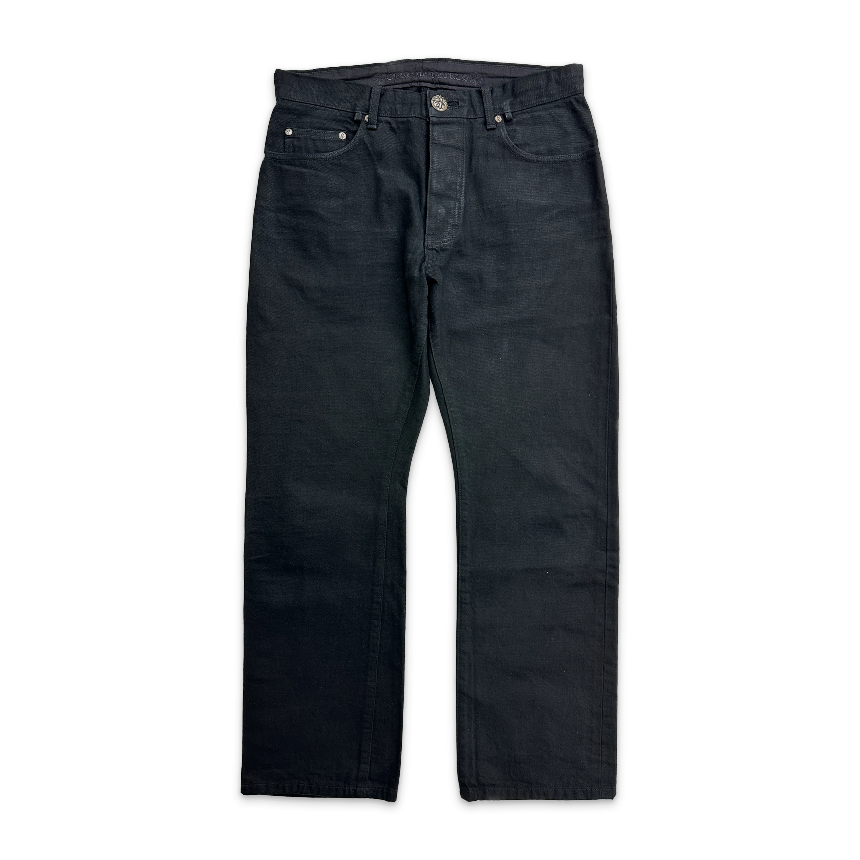 Waxed Straight Leg Jeans "Black"
