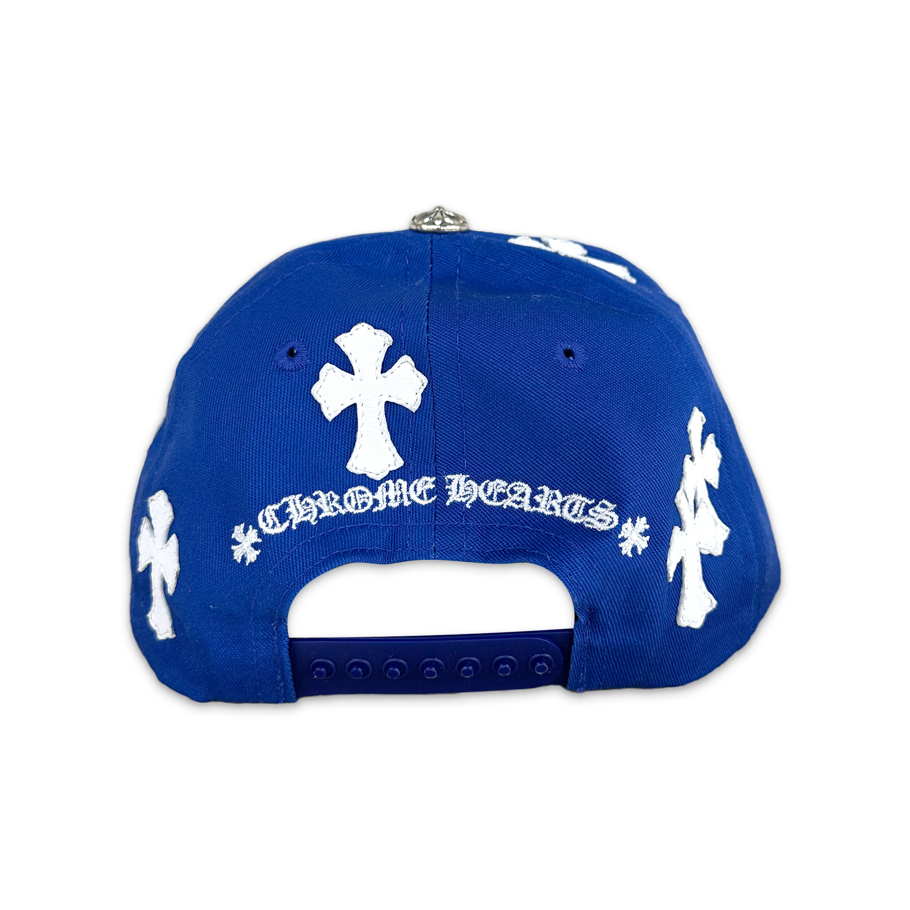 White Leather Crosses Baseball Snapback "Royal Blue" - Image 2