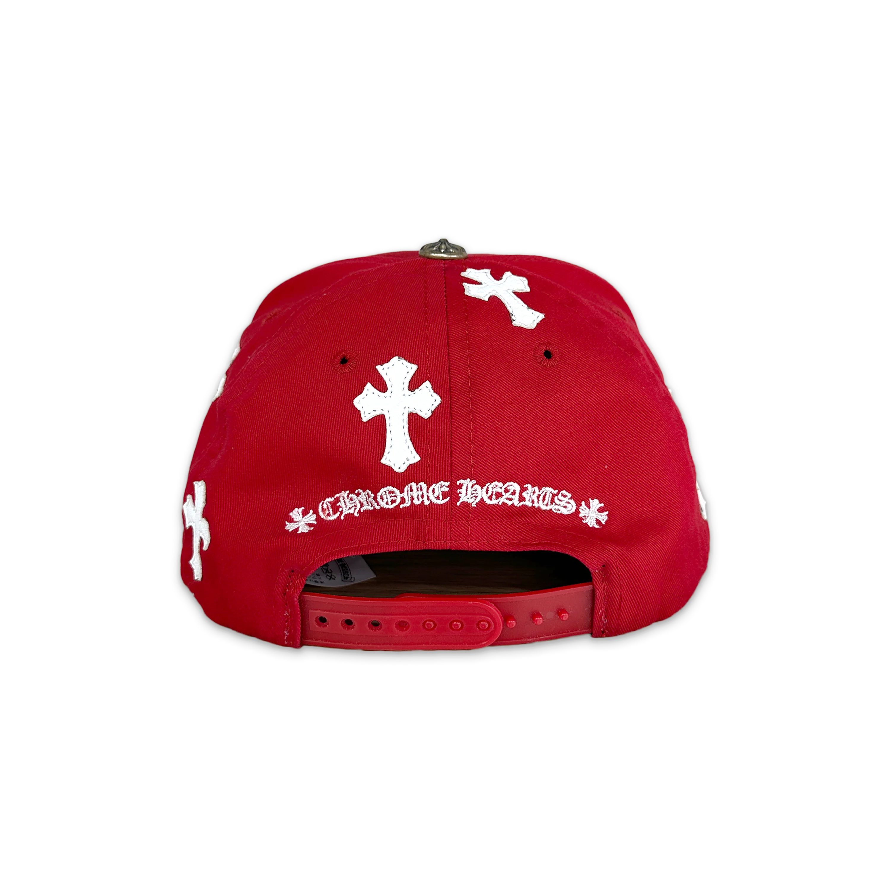 White Leather Crosses Snapback "Red" - Image 2