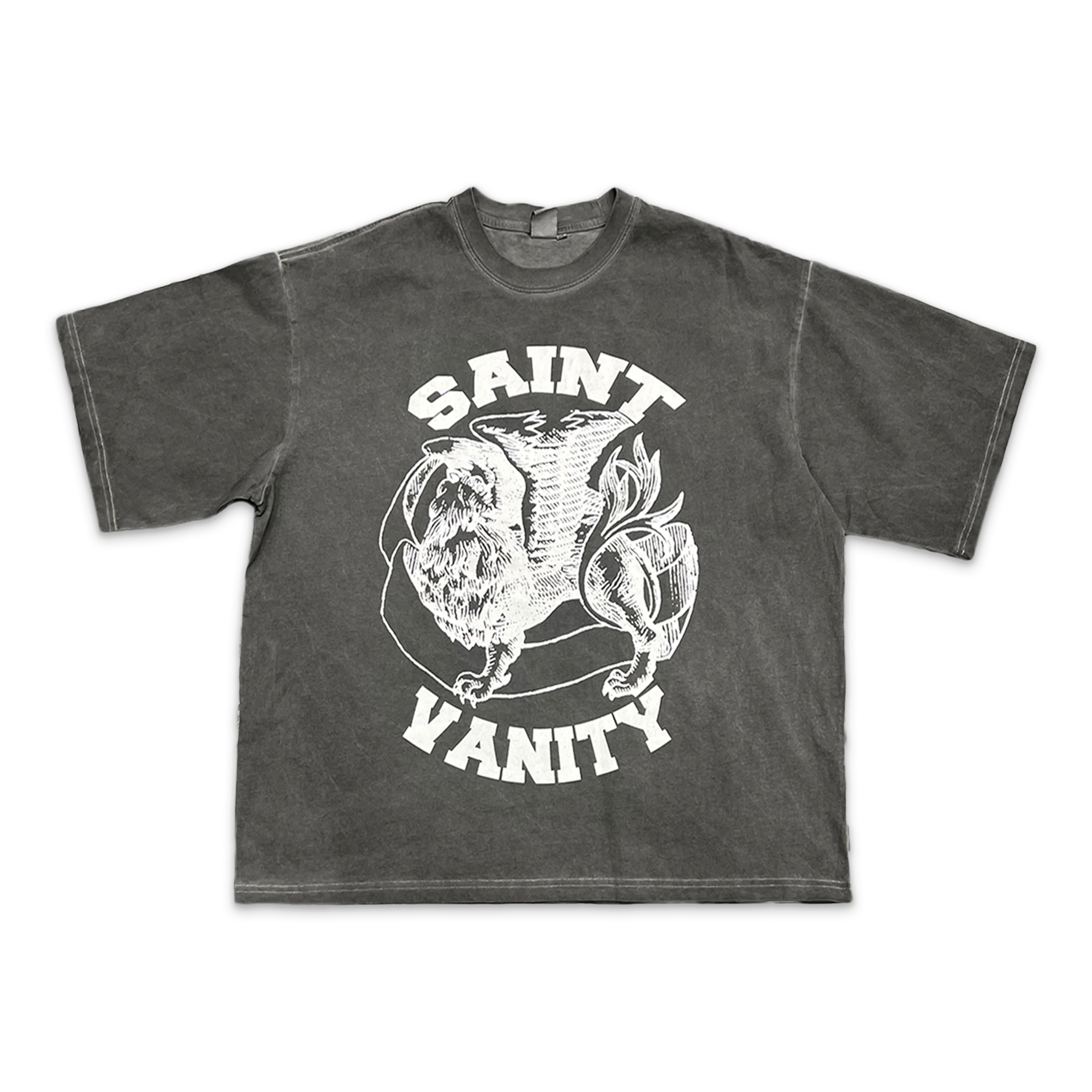 White Logo Tee "Washed Grey"