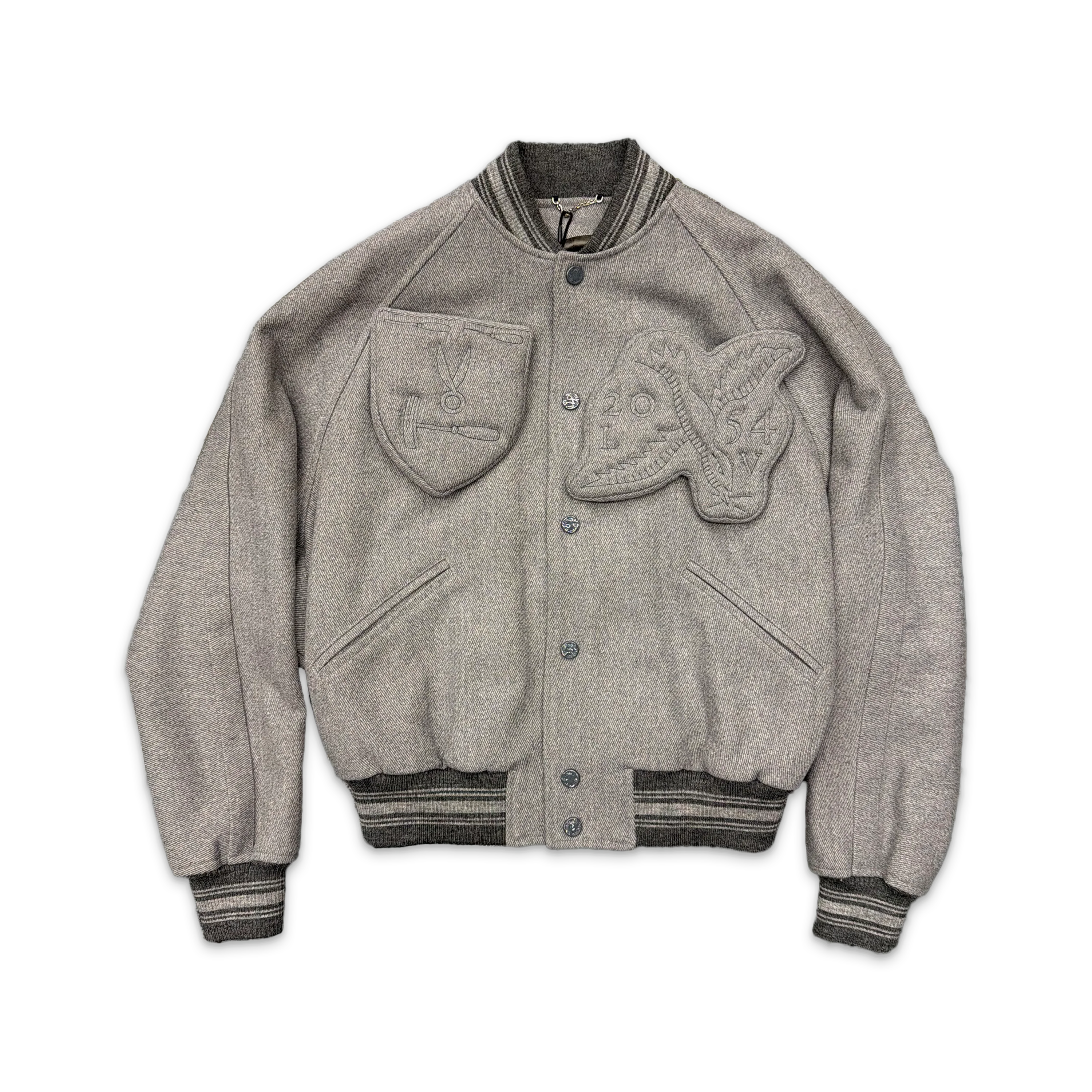 Wool Varsity Jacket Signature Logo “Grey”