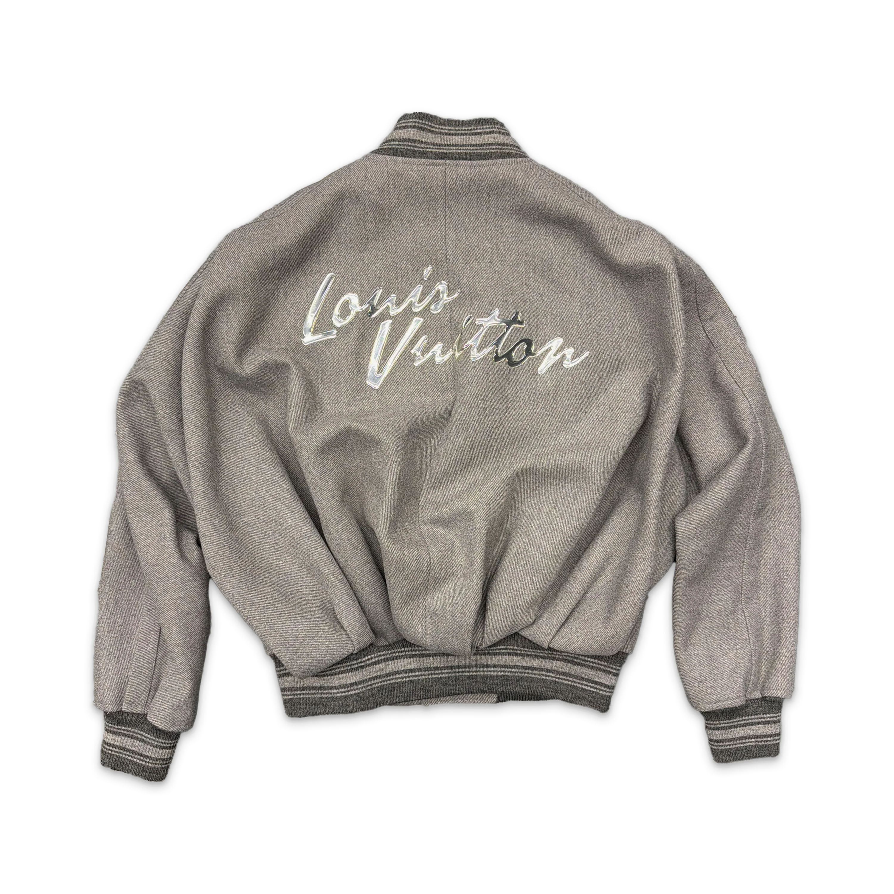 Wool Varsity Jacket Signature Logo “Grey” - Image 2