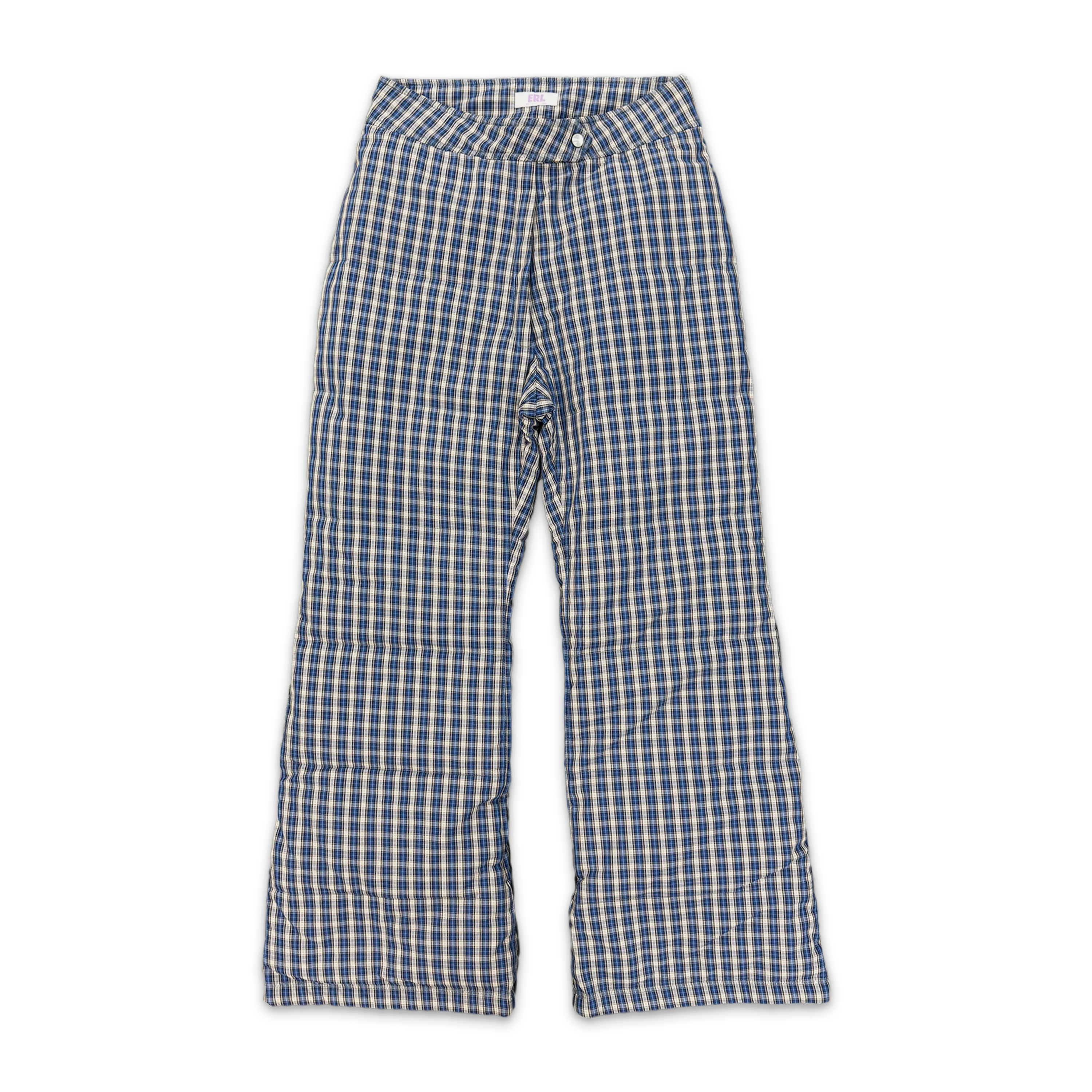 Woven Puffer Pants "Blue Plaid"