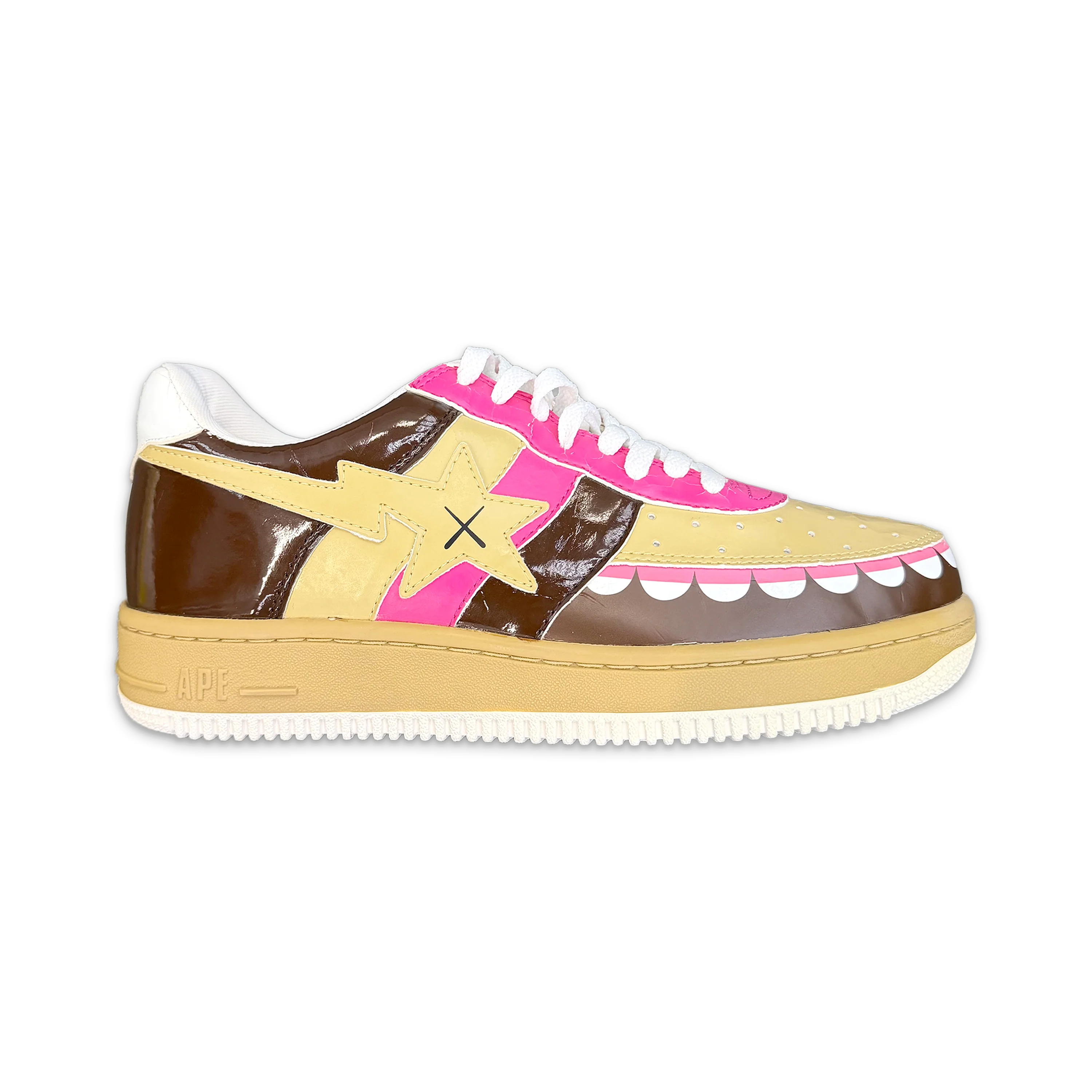 x Kaws Bapesta Low "Brown Pink Chomper"
