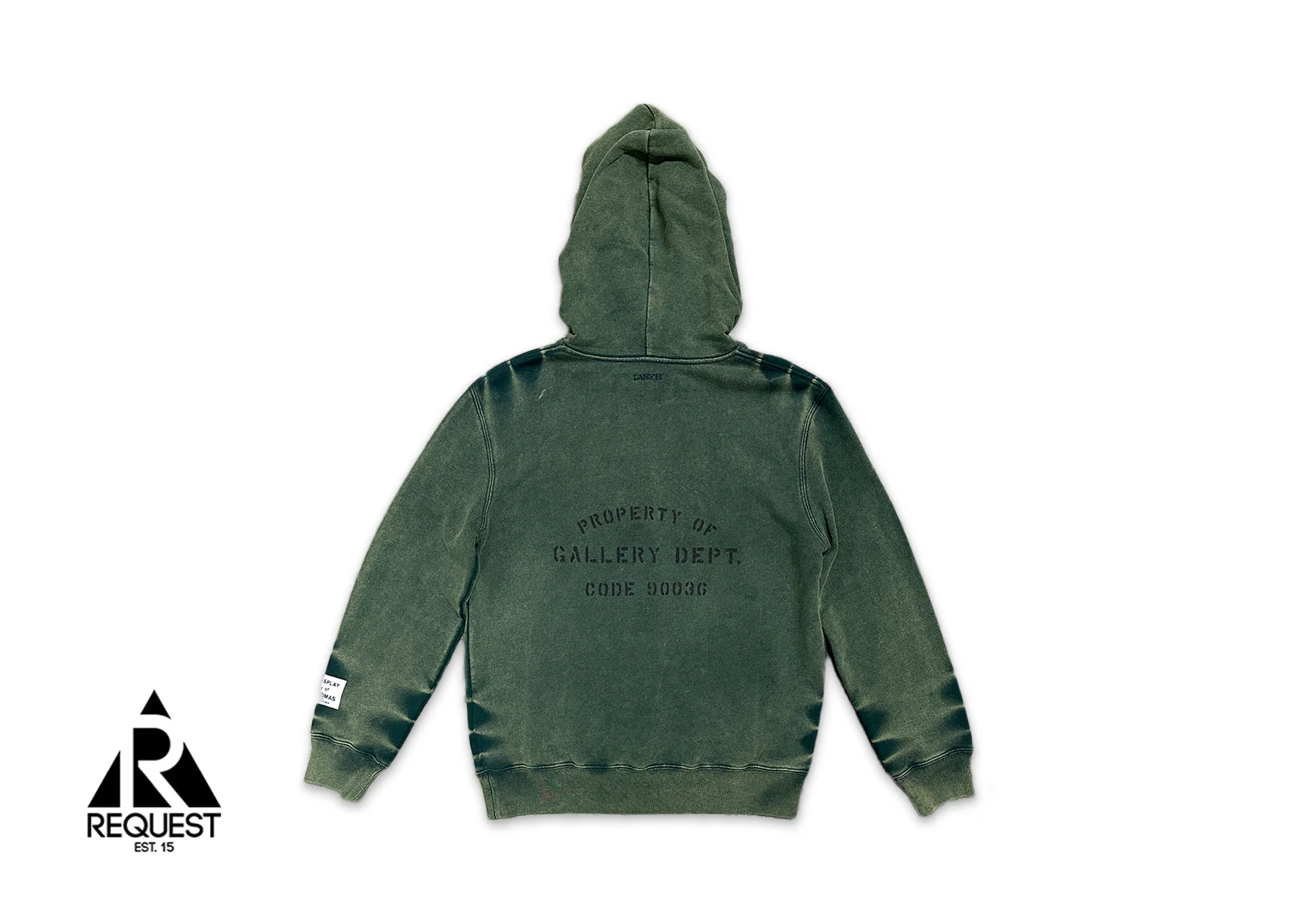 x Lanvin Worn Effect Hoodie "Green Paint Splatter" - Image 2
