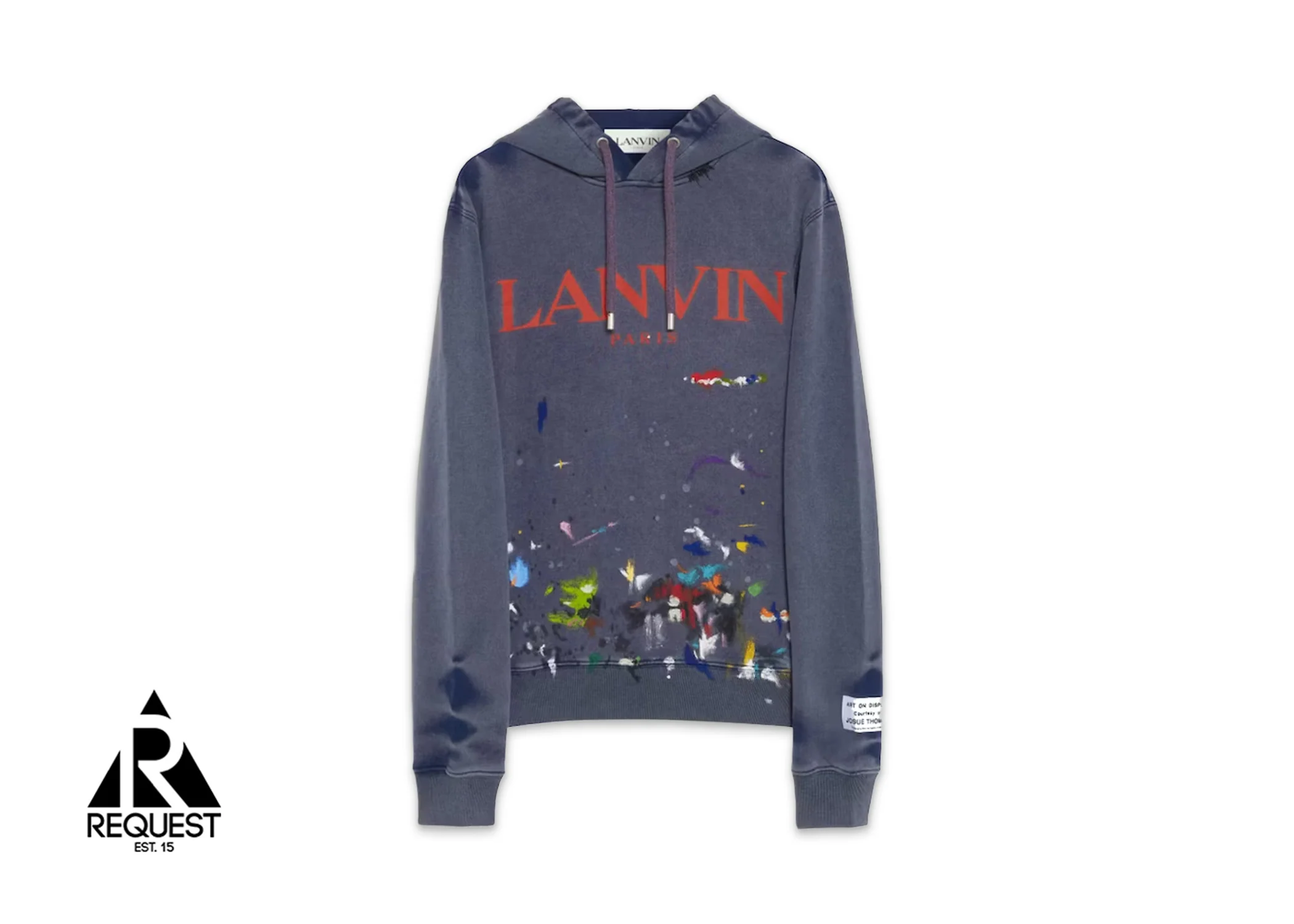 x Lanvin Worn Effect Hoodie "Navy Paint Splatter"
